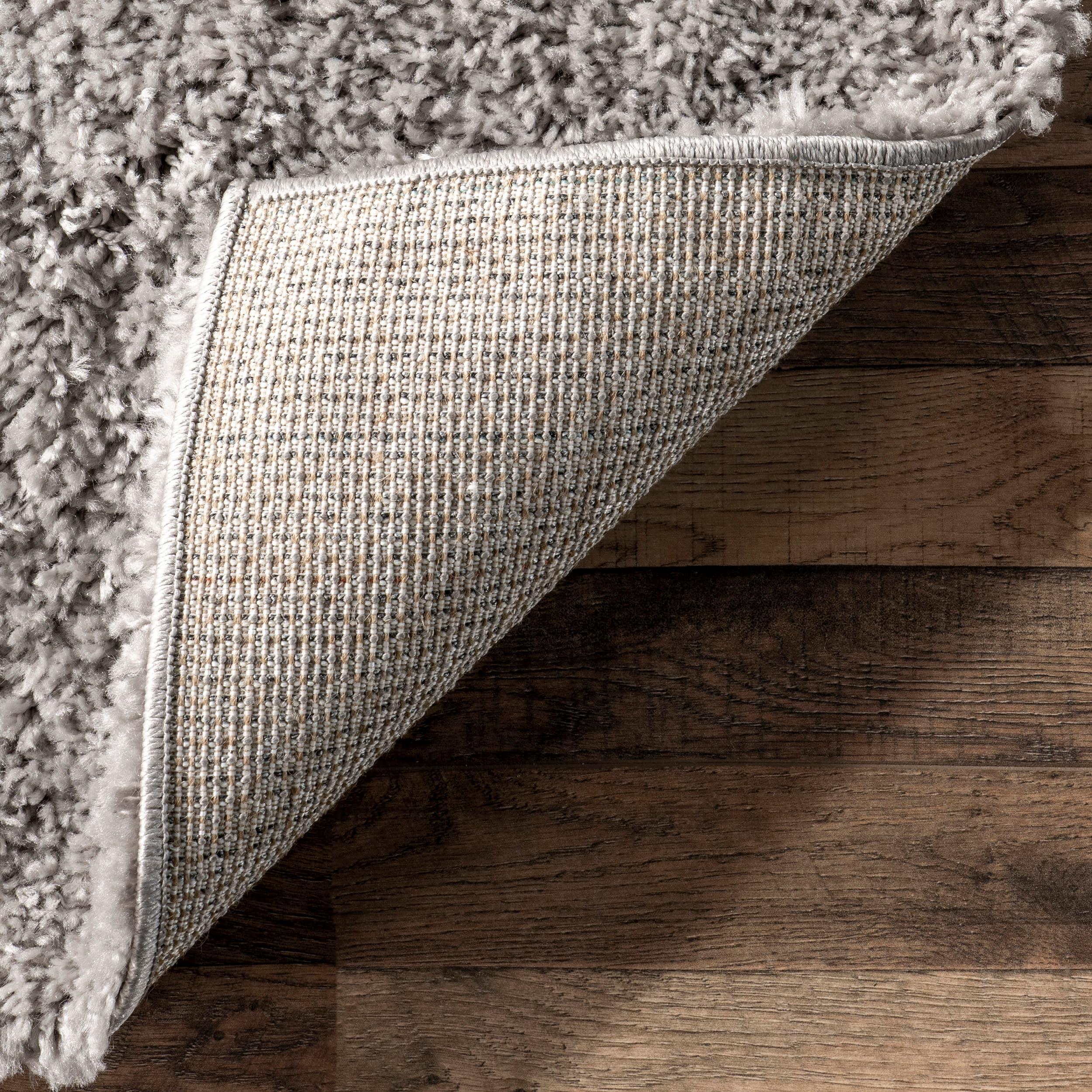 Luxurious Silver Shag Rectangular Area Rug - Synthetic, Easy Care