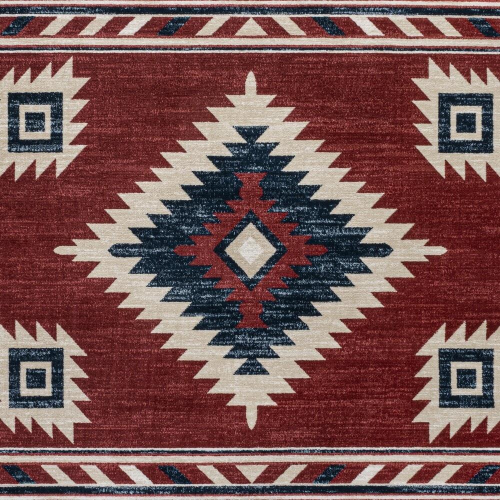 Well Woven Tulsa Lea Traditional Vintage Southwestern Tribal Crimson 3'11" x 5'3" Area Rug