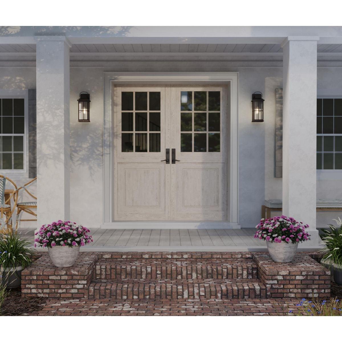 Progress Lighting Williamston 1-Light Antique Bronze Farmhouse Outdoor Large Wall Lantern with Clear Glass Shade