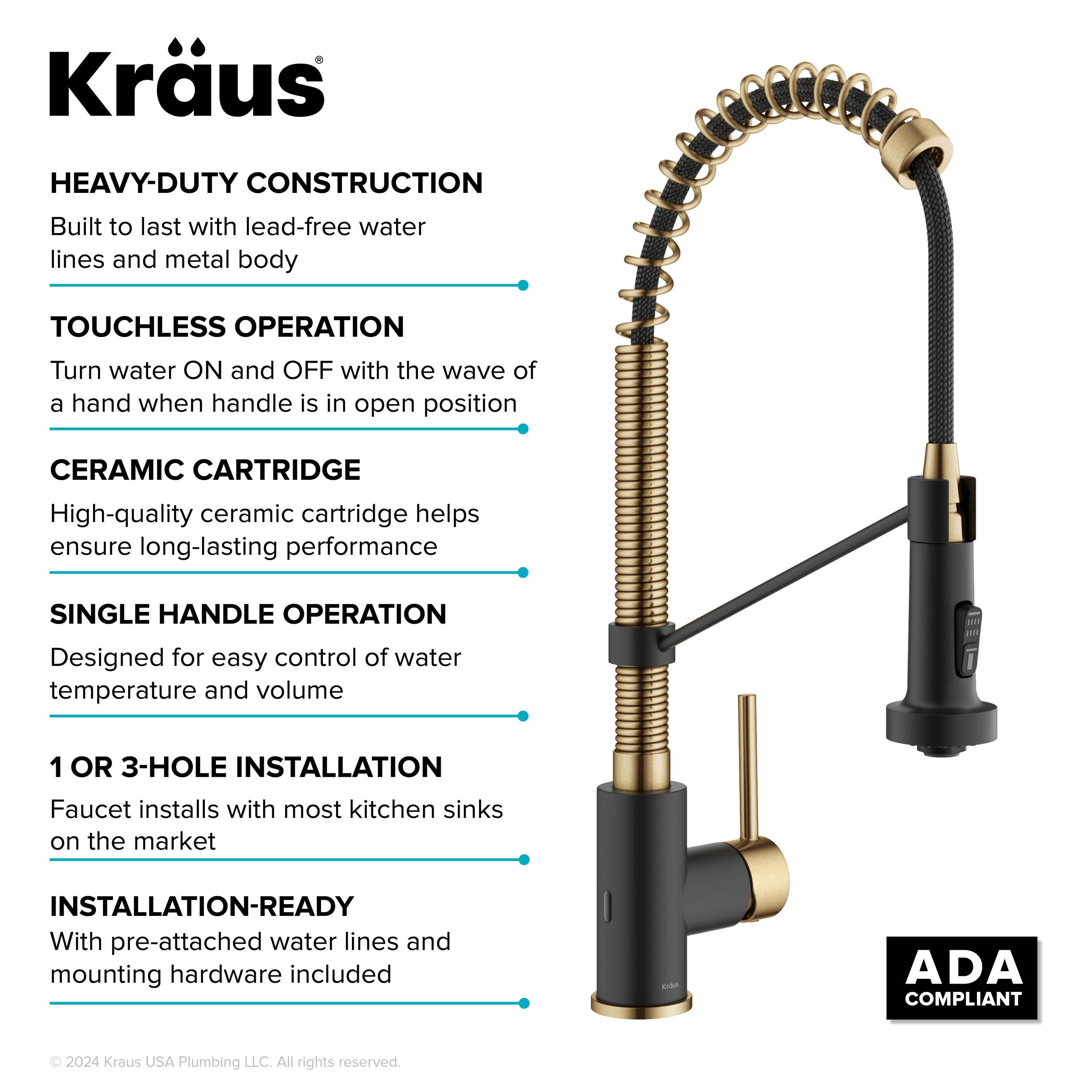 Kraus Bolden Touchless Sensor Commercial Style 2-Function Single Handle Pull-Down Kitchen Faucet