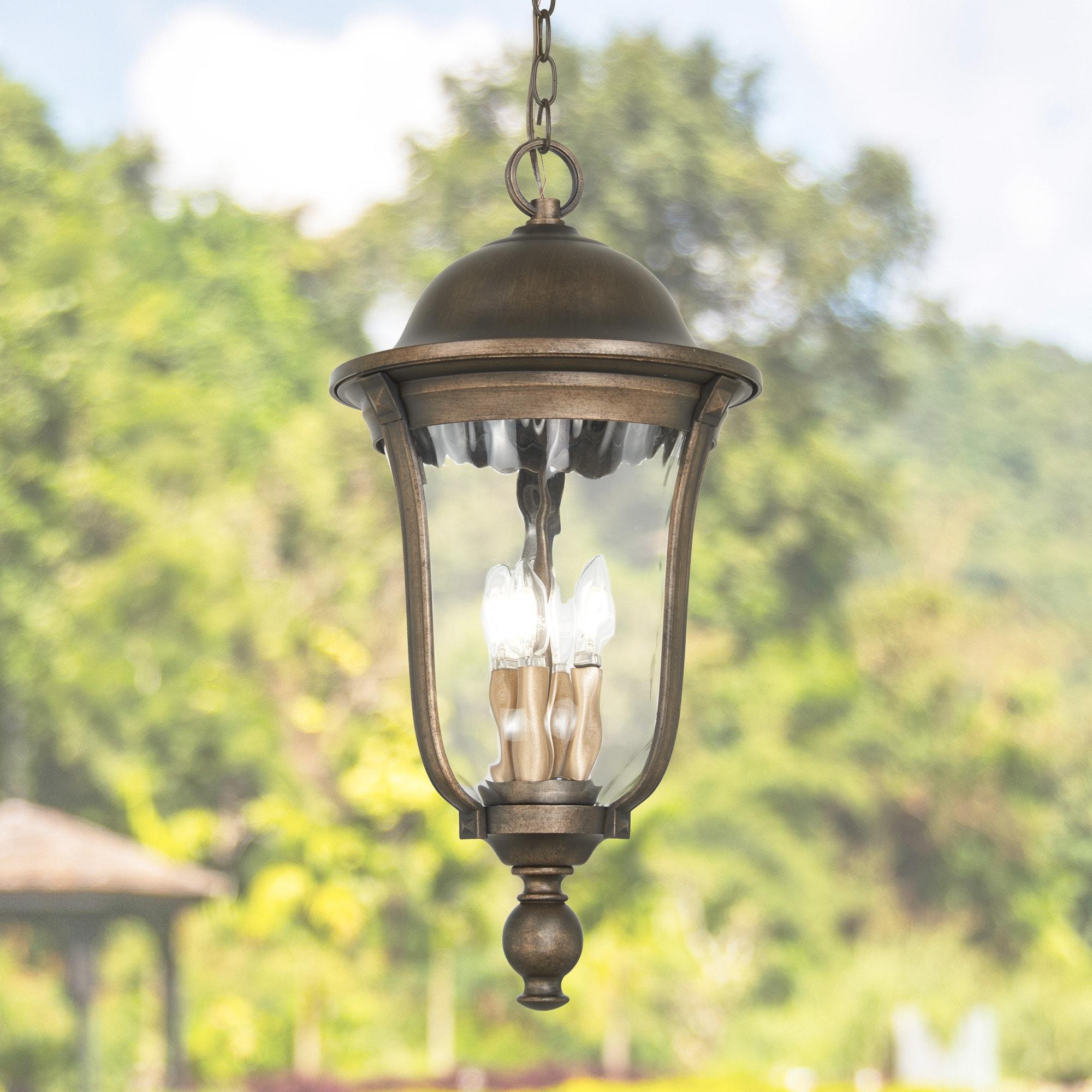 Tauira Bronze & Alder Silver 4-Light Outdoor Chain Hung Lantern