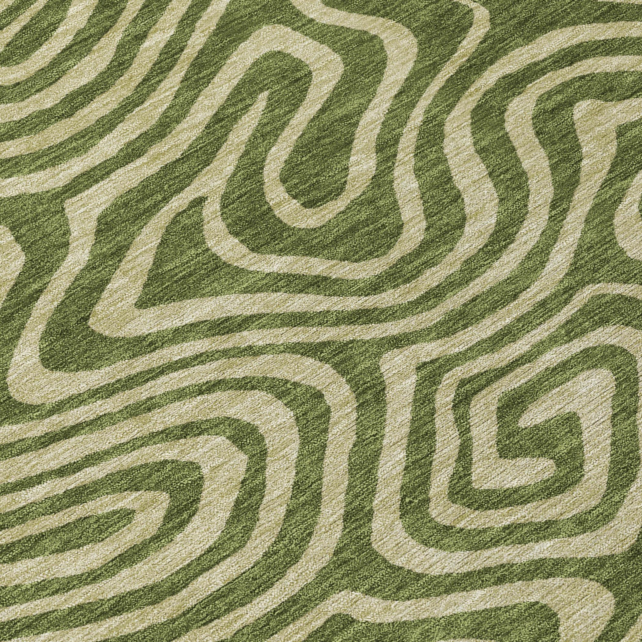 Machine Washable Indoor/Outdoor Chayden ACN1020 Olive Rug
