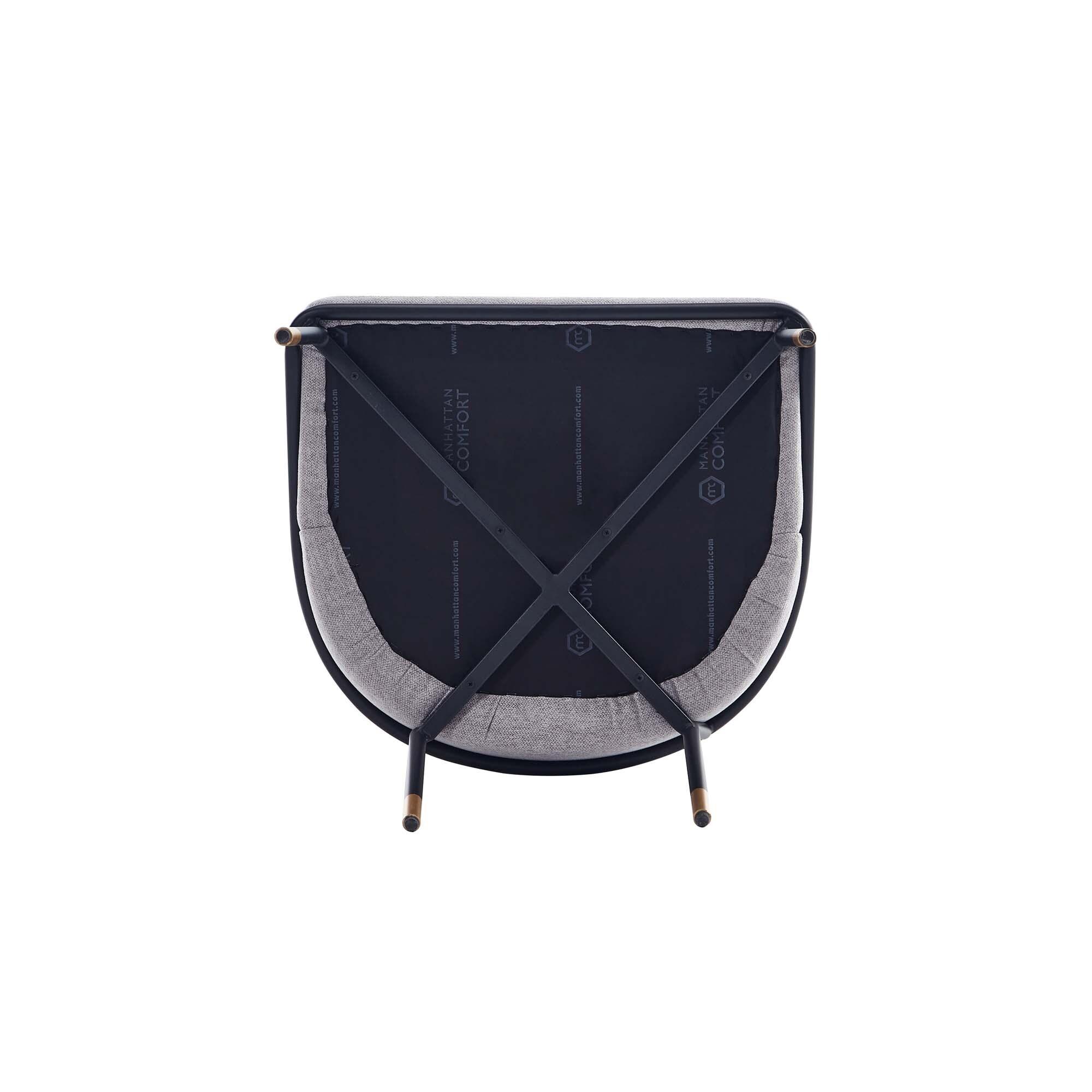 Manhattan Comfort 7pc 59.05" Hathaway and Flor Round Dining Set Black/Gray: Upholstered Chairs, Ash Wood Frame