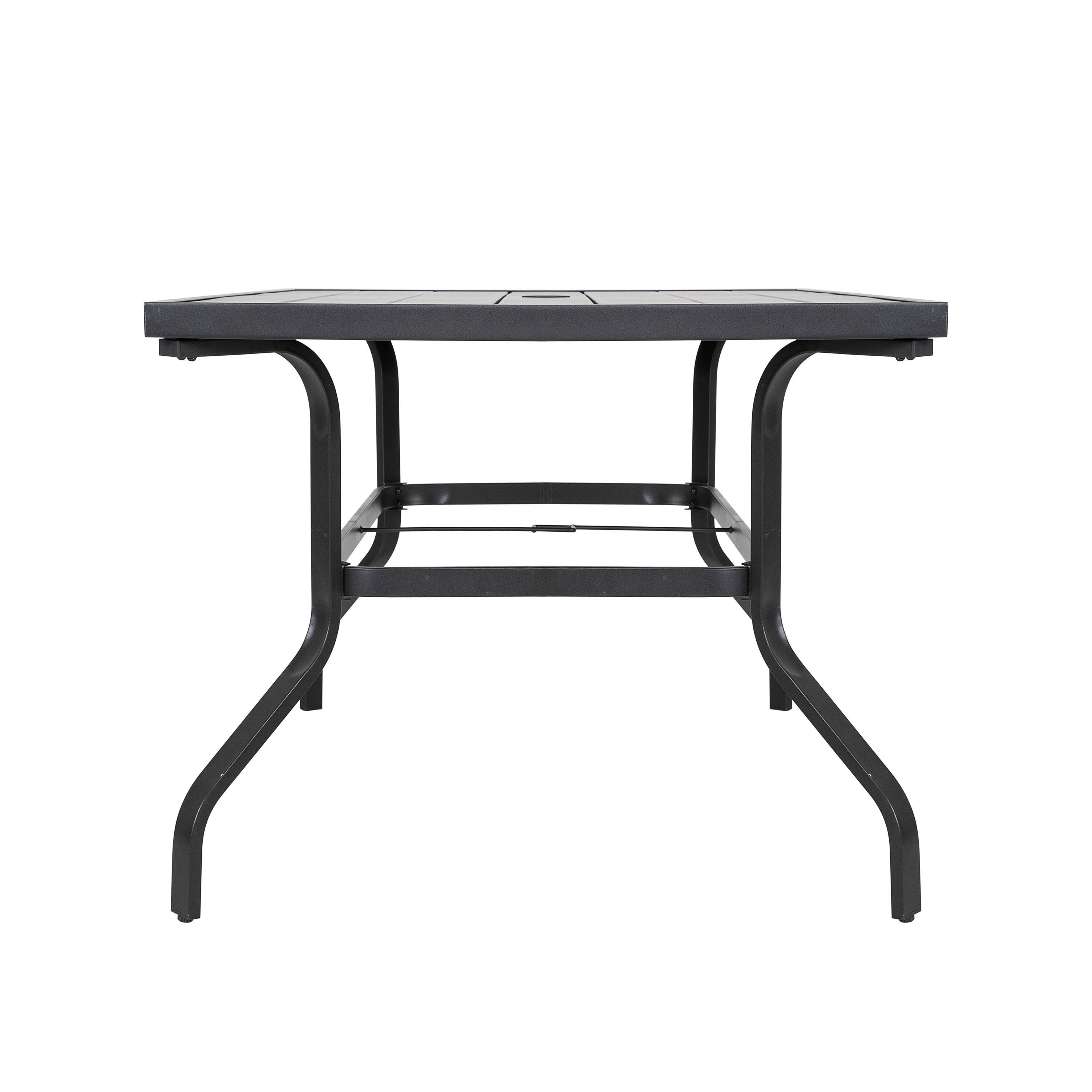 Nuu Garden 7 Piece Outdoor Patio Metal Dining Set with Swivel Cushioned Chairs & Rectangle Table for 6-Person,Black and Red Cushion