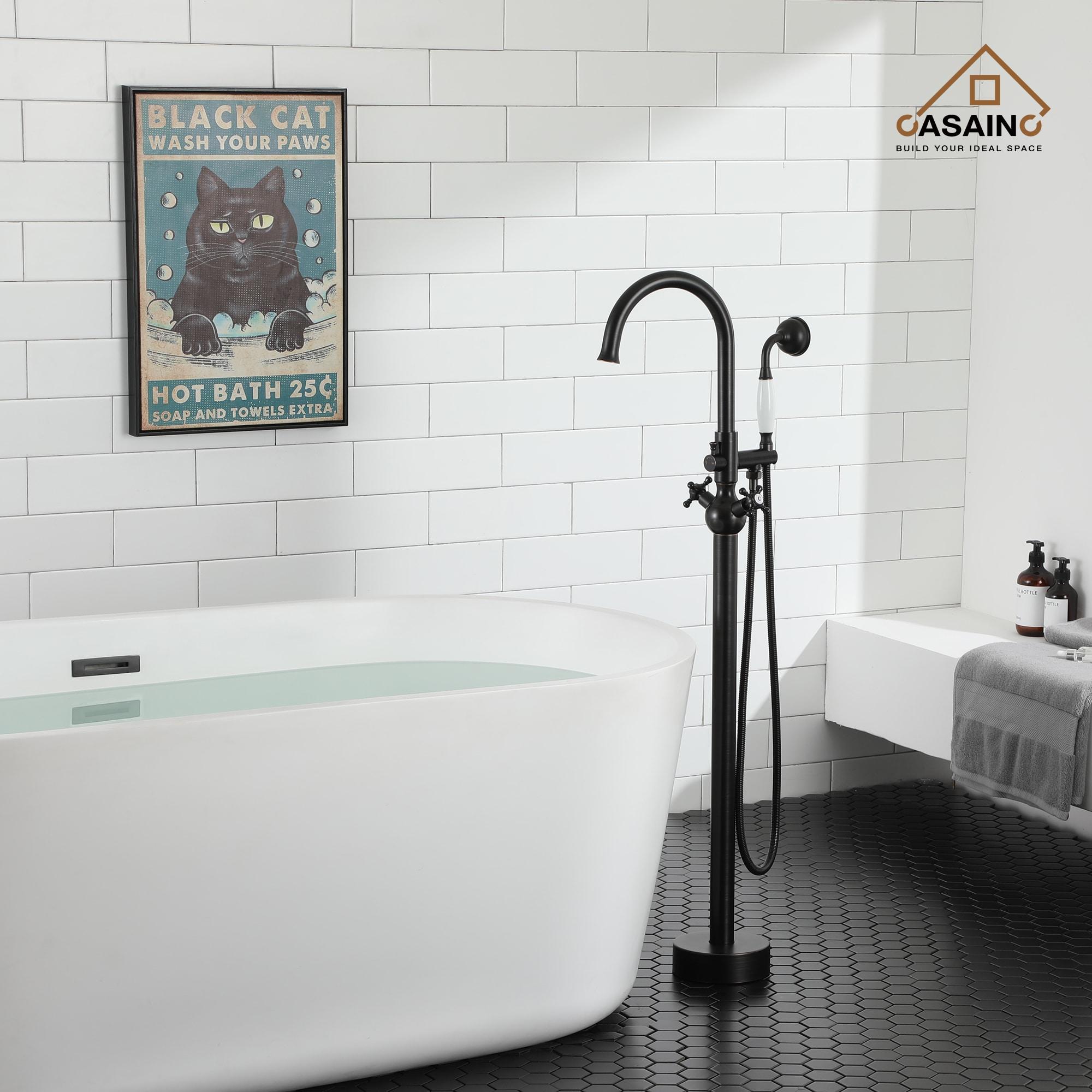 CASAINC Freestanding 2 Handles High Flow Bathtub Faucet with Hand Shower