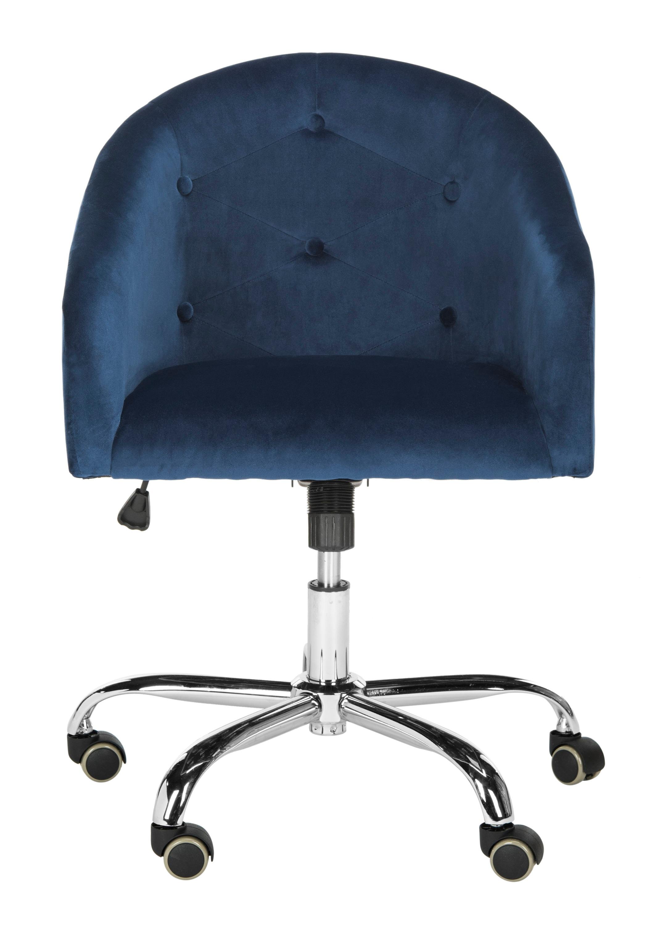 Amy Tufted Velvet Chrome Leg Swivel Office Chair - Chrome - Safavieh