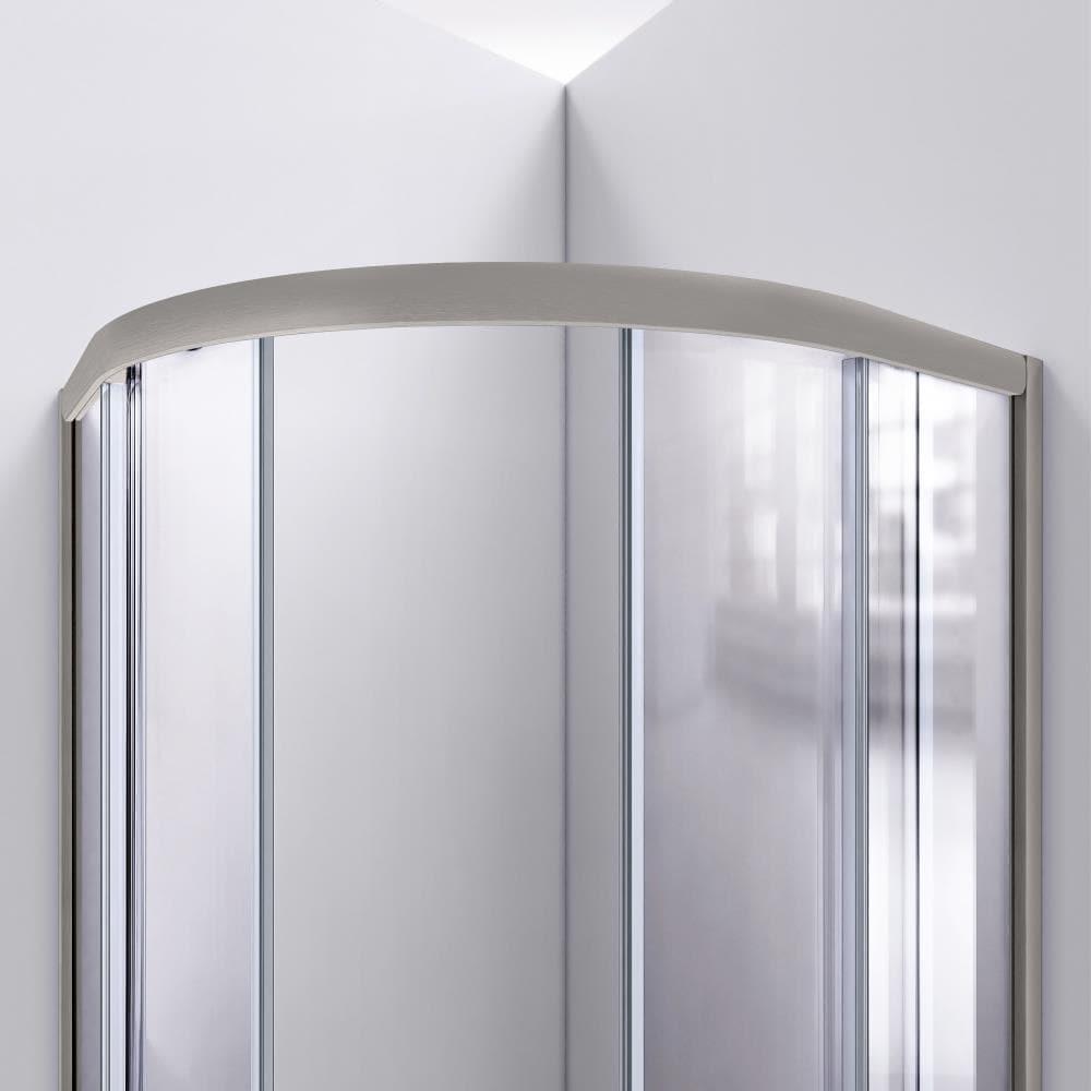 Prime 33" W x 33" D x 74.75" H Semi-Frameless Round Sliding Shower Enclosure with Fixed Panel and Base Included