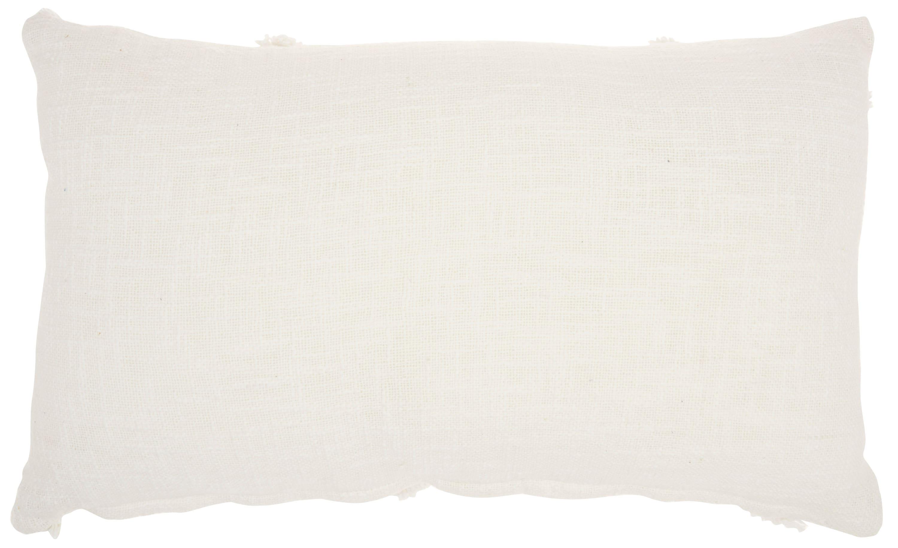 14"x24" Oversized Distressed Diamond Lumbar Throw Pillow White - Mina Victory: Cotton Fabric, Indoor Use, Zippered