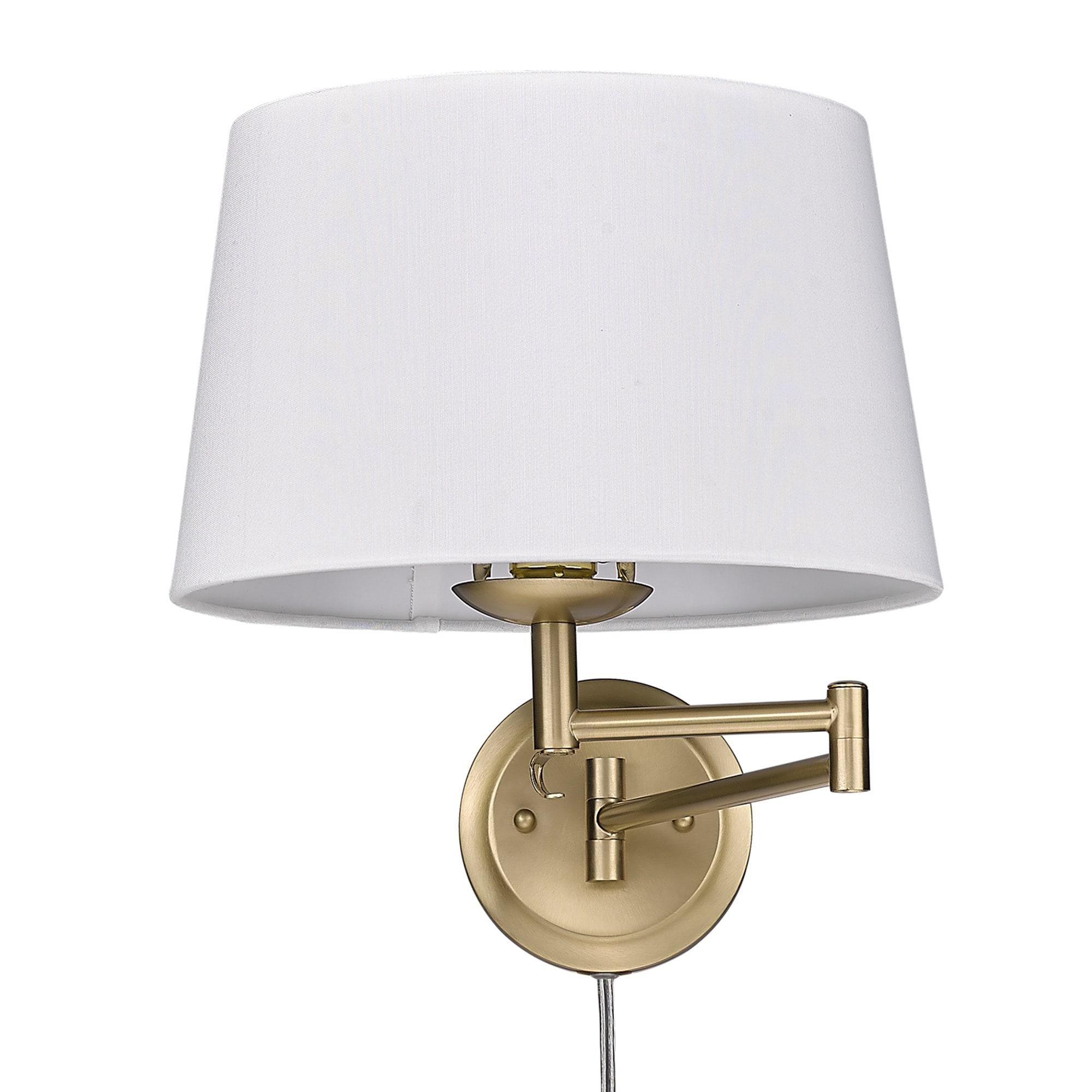 Golden Lighting Eleanor 1-Light Swing Arm in Brushed Champagne Bronze with Modern White