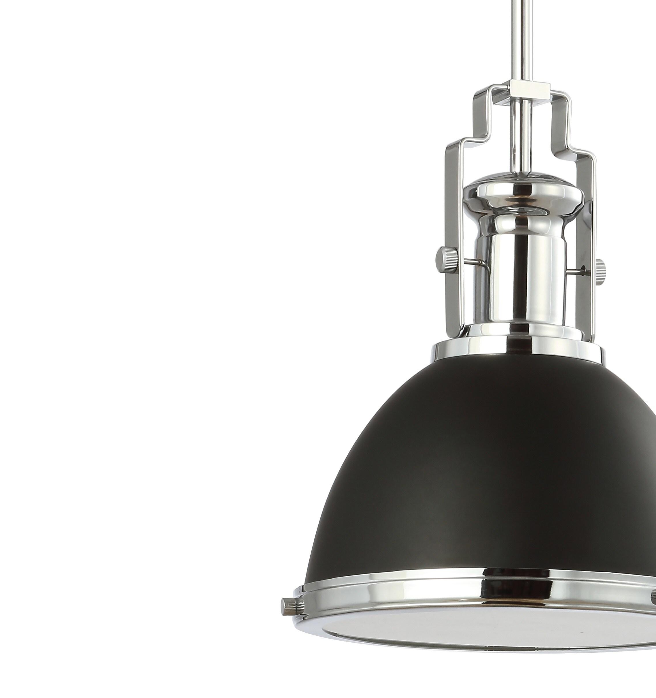 Homer 10" 1-Light Modern Industrial Iron LED Dome Pendant, Black/Chrome