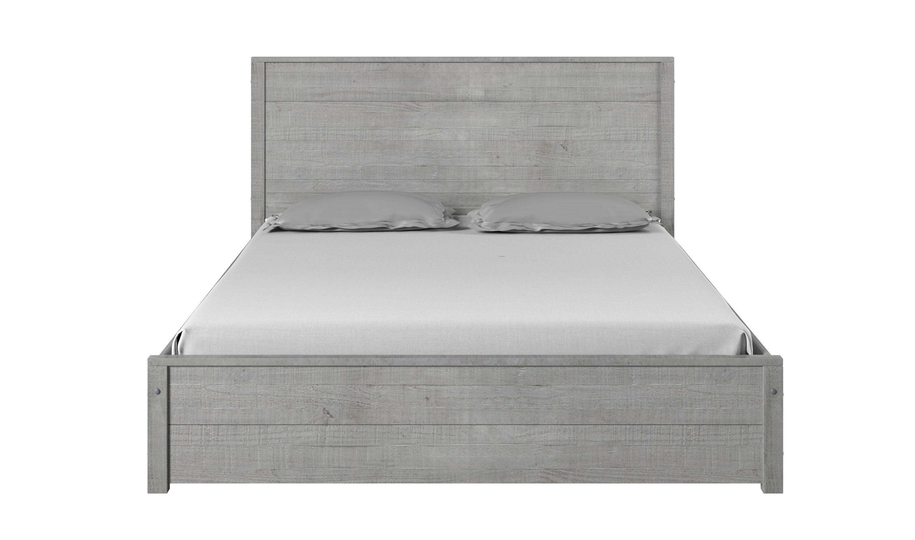 Camaflexi Hampton Solid Wood King Size Bed Frame with Headboard, King Bed with Wood Slat Supports, Driftwood Finish