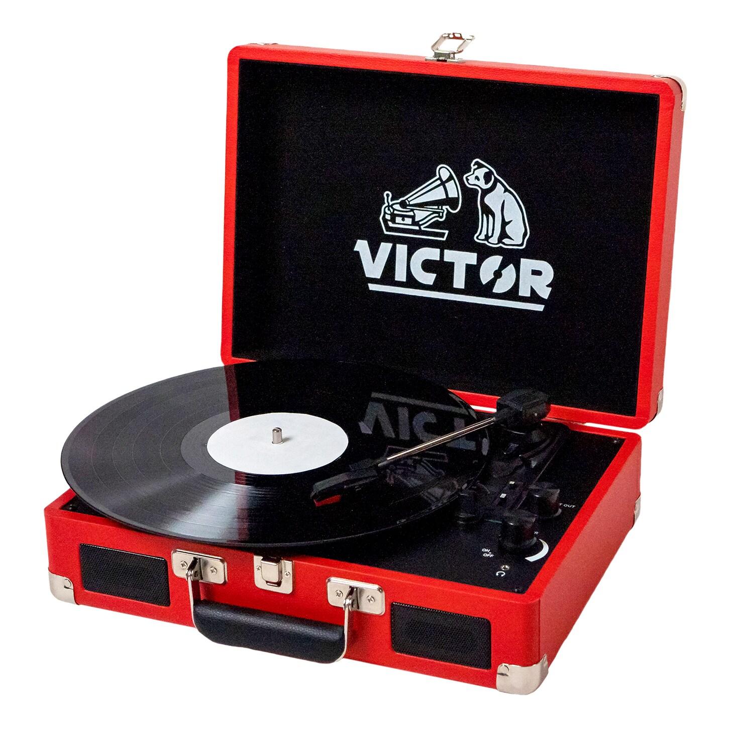 Victor Portable Suitcase Turntable - Record Player with Bluetooth & Built-in Speakers