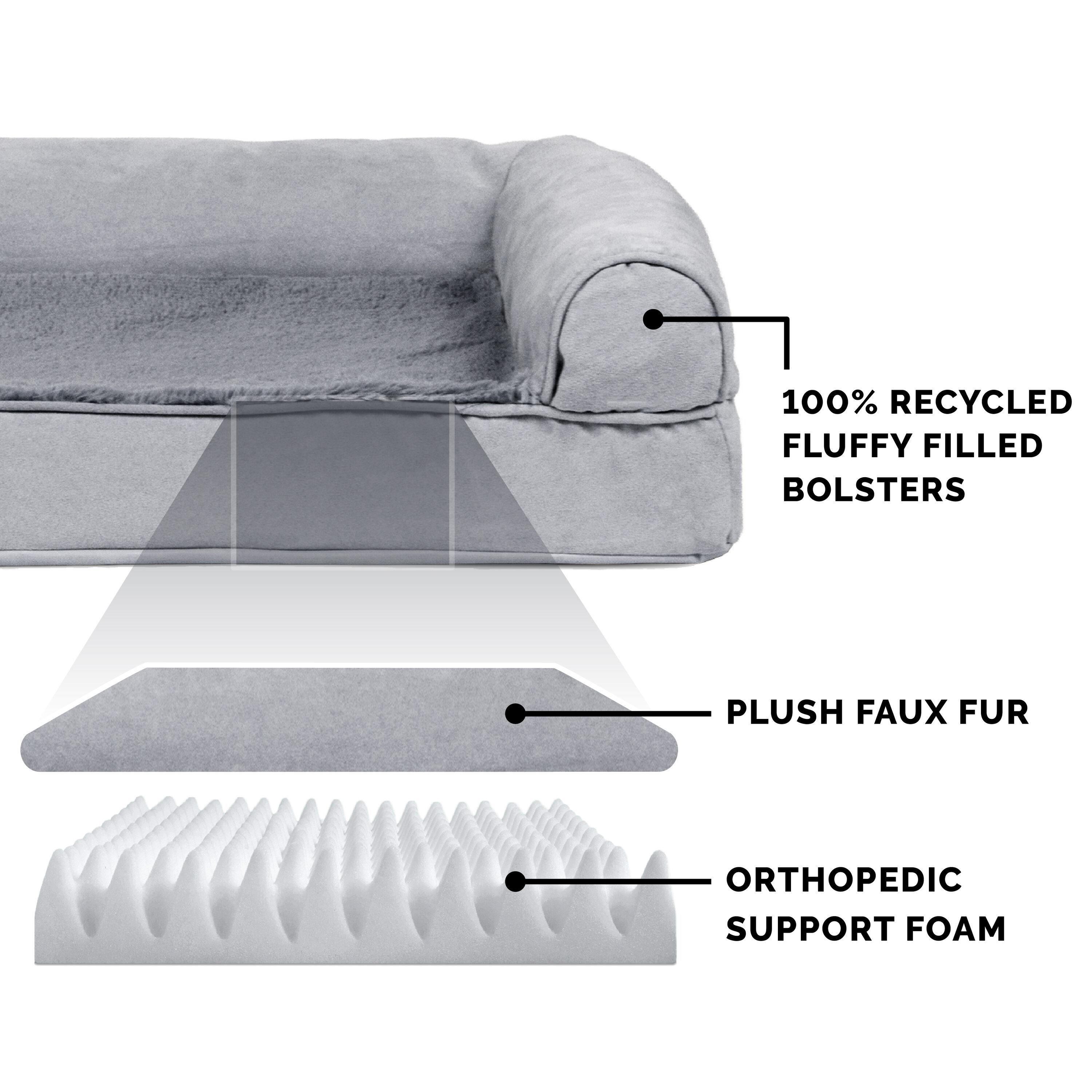 FurHaven Plush & Suede Orthopedic Sofa Dog Bed - Large, Gray