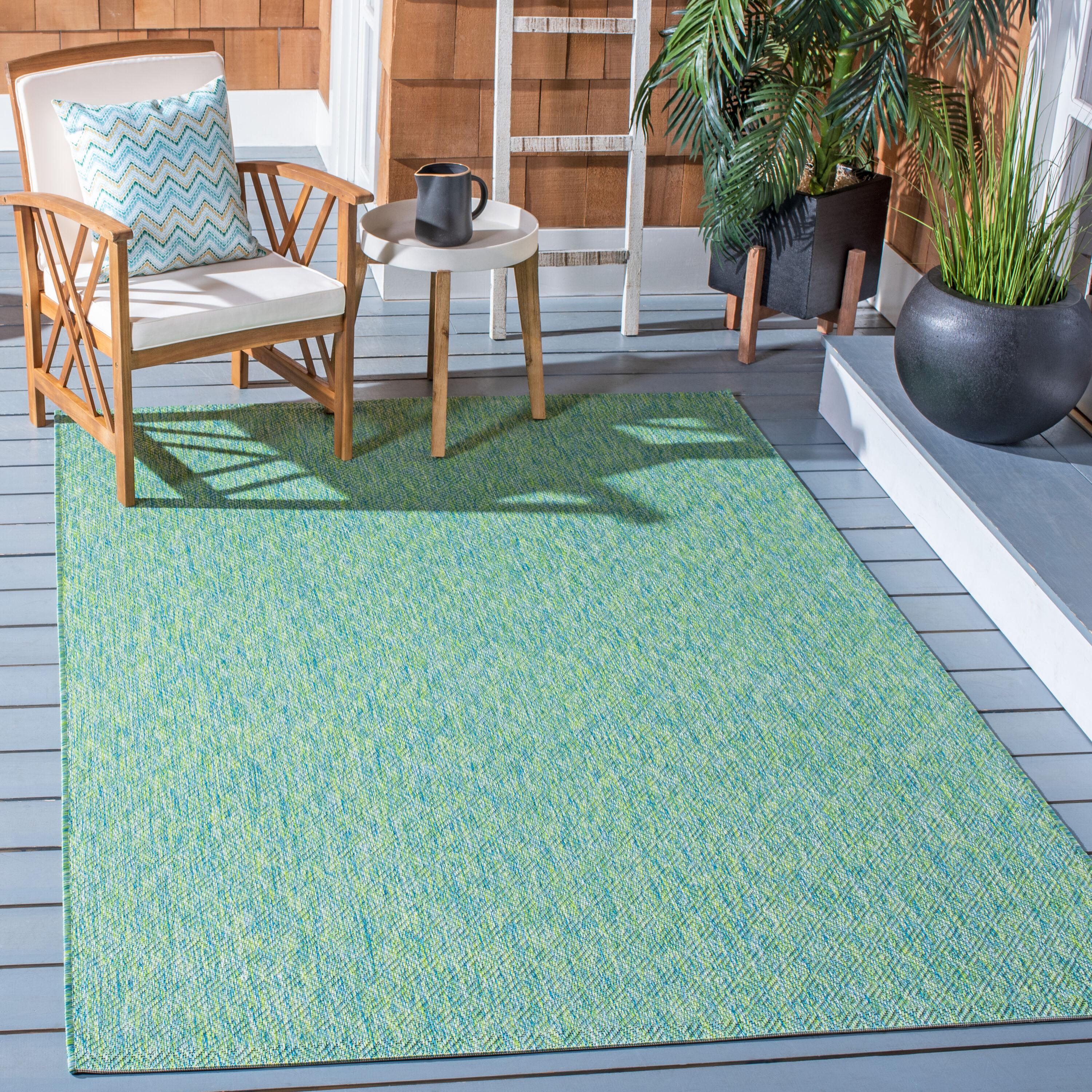 Courtyard CY8521 Power Loomed Indoor/Outdoor Area Rug - Green/Blue - 5'3"x5'3" - Safavieh.