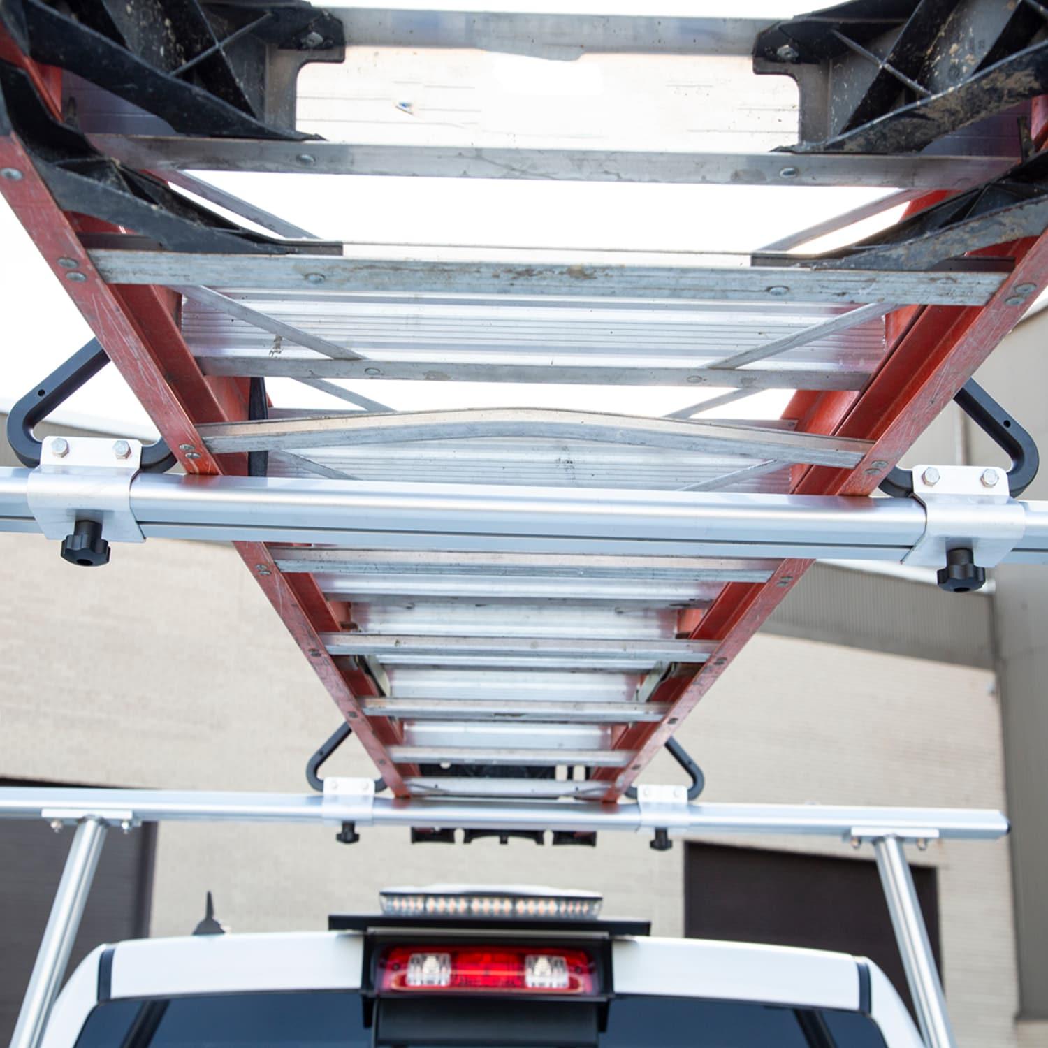 Adjustable Black Aluminum Truck Ladder Rack with J-Hooks