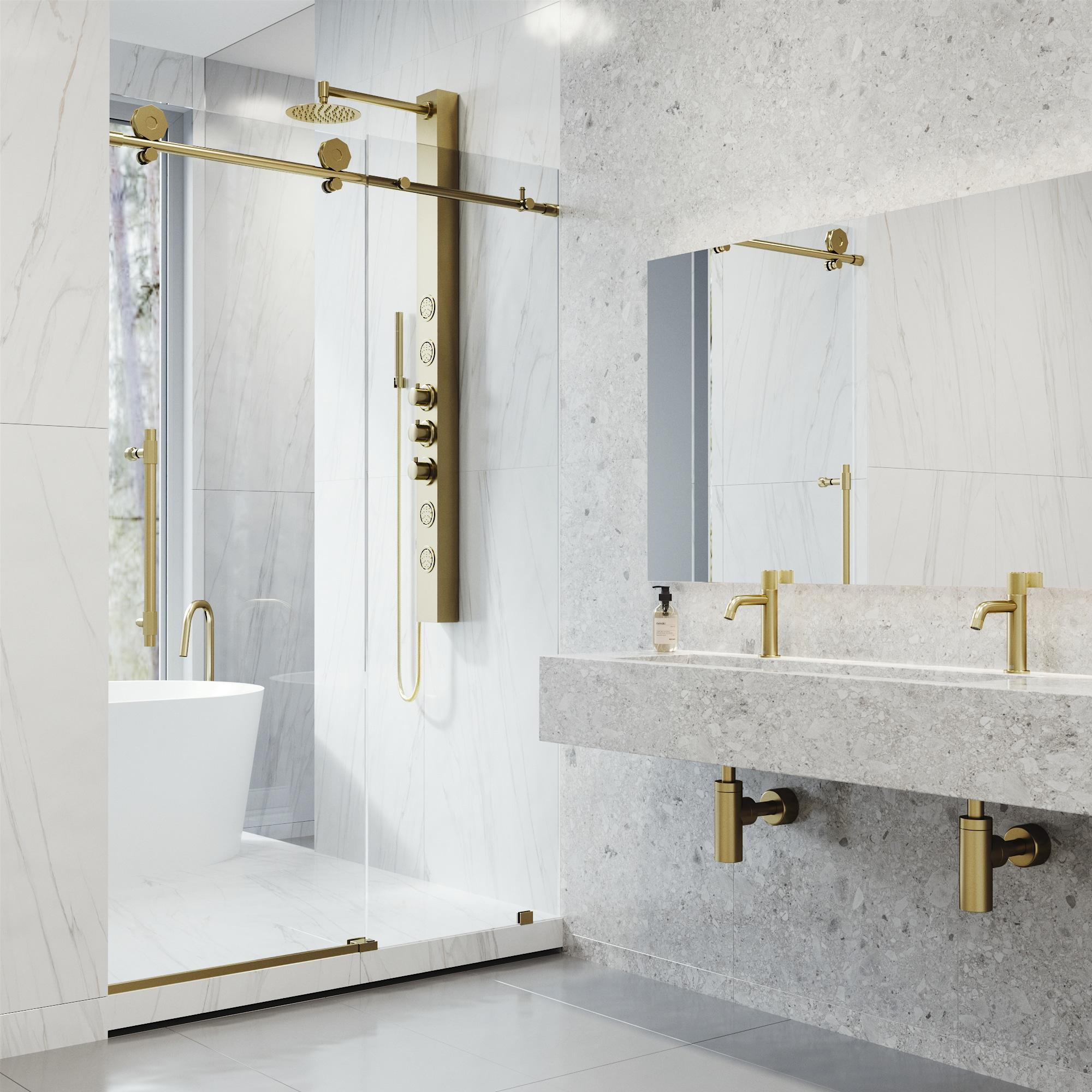 VIGO Elan Hart 68-72" W x 76" H Sliding Frameless Shower Door with 3/8" Clear Glass VG6022MGCL7276