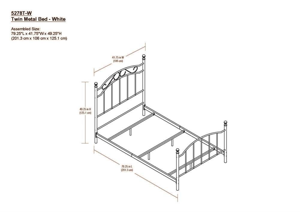RealRooms Marlo Metal Bed Frame, Twin, White
