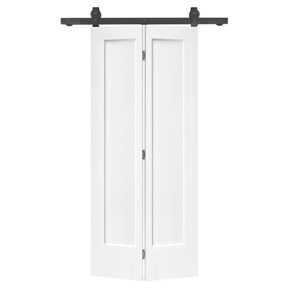 Calhome Paneled MDF Composite Bifold Barn Door with Installation Hardware Kit