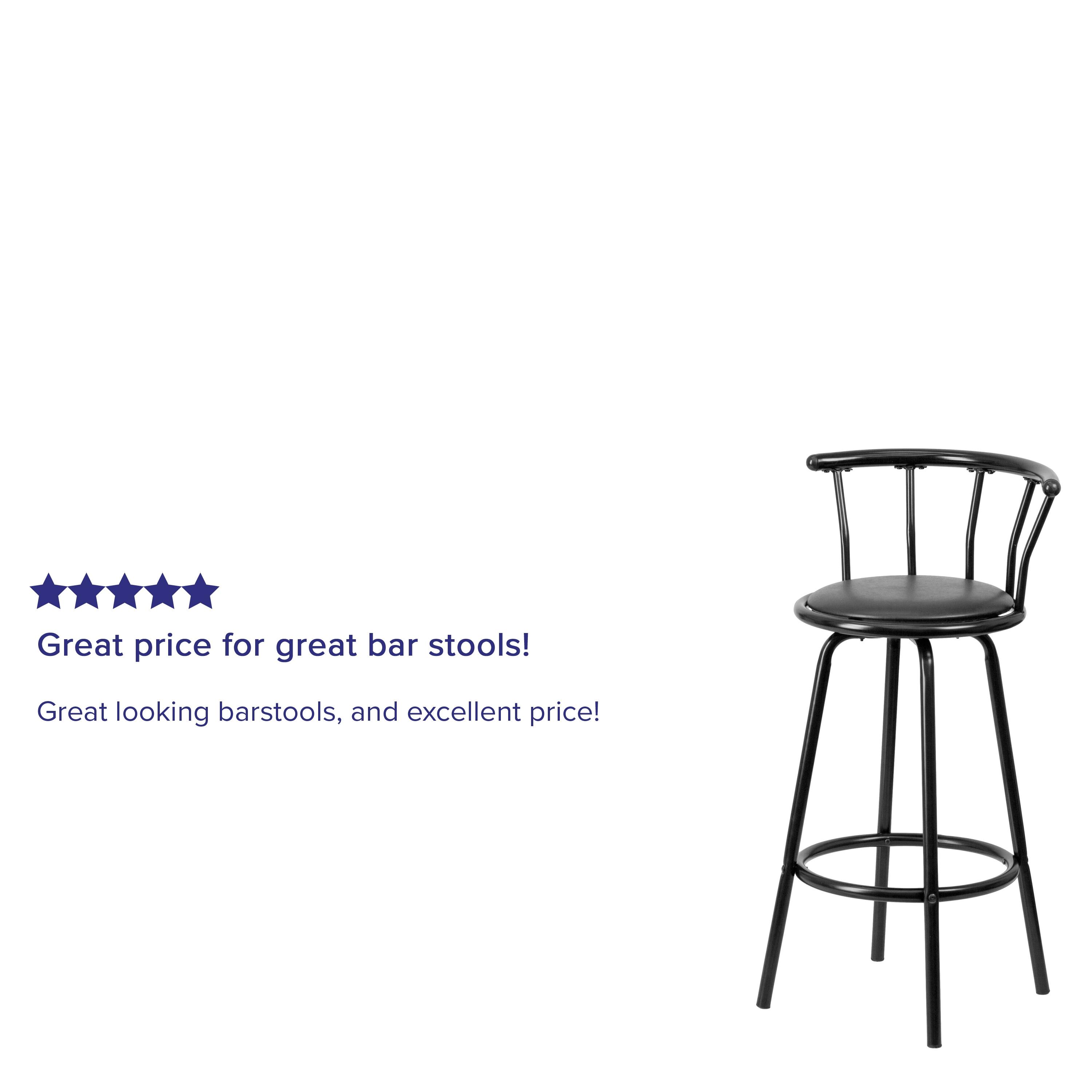 Flash Furniture Crown Back Black Metal Barstool with Black Vinyl Swivel Seat