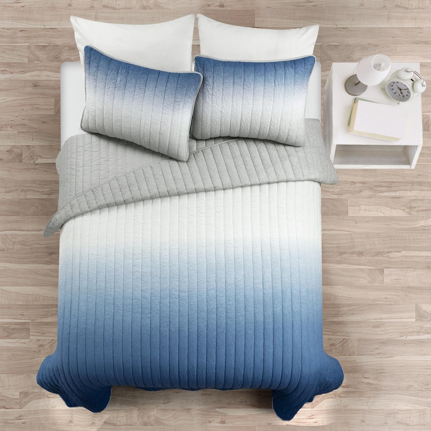 Lush Decor Crinkle Ombre Microfiber Quilt Set