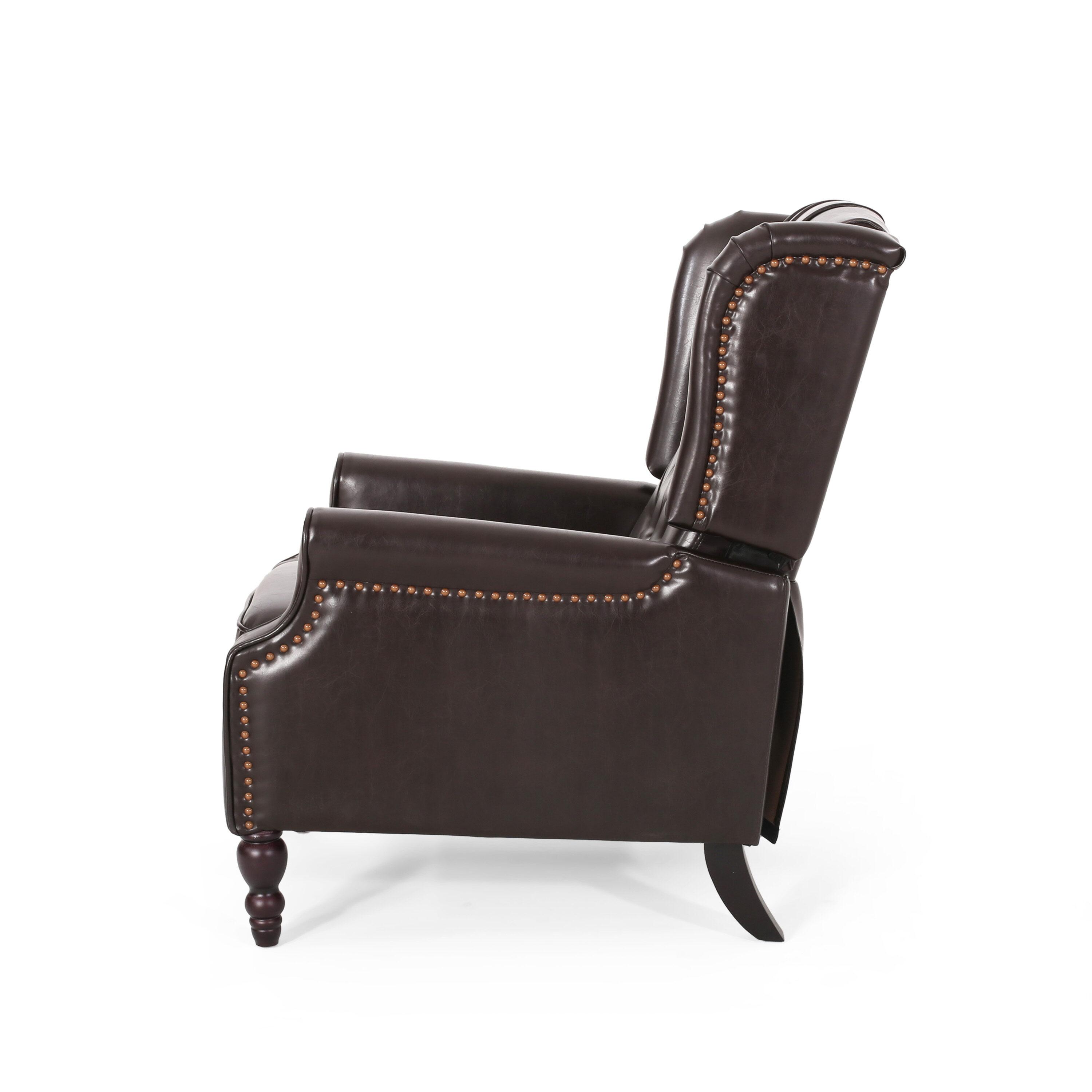 Walter Brown Bonded Leather Recliner Club Chair - Christopher Knight Home: Comfortable Seating, 250lb Capacity