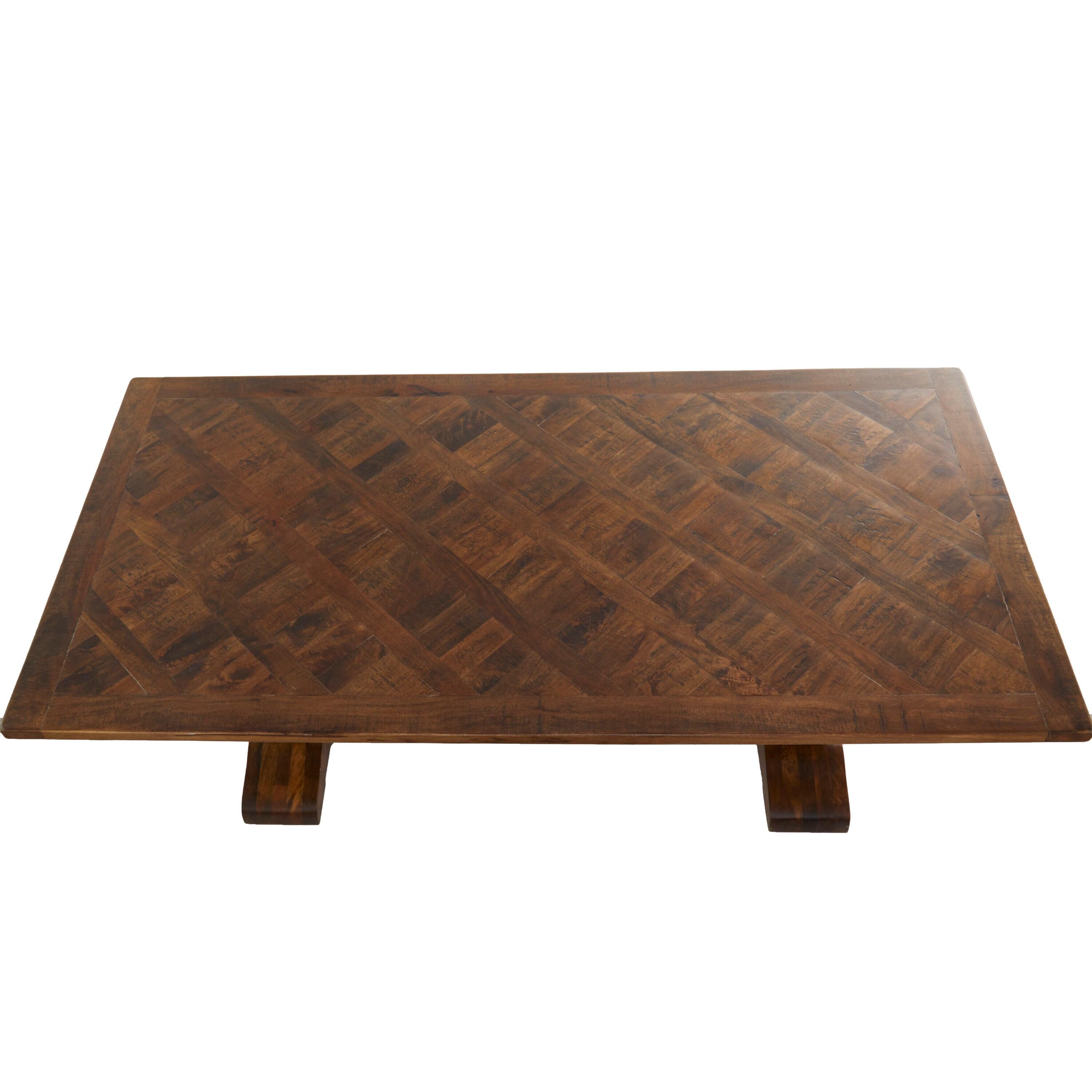 DecMode 84" x 30" Brown Mango Wood Dining Table with Parquet Inlay, 1-Piece