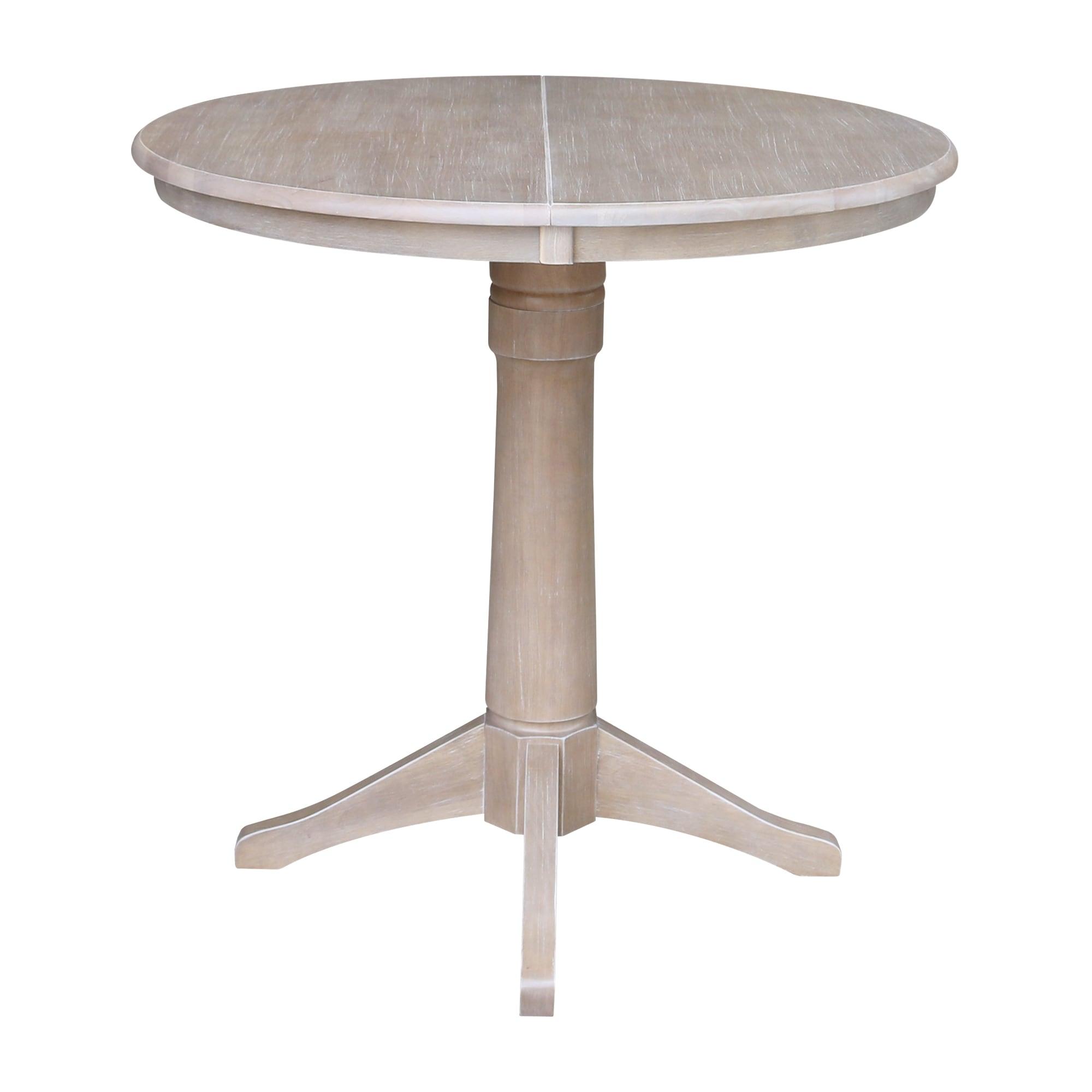 International Concepts 36" Magnolia Round Top Counter Height Dining Table with 12" Leaf Washed Gray Taupe