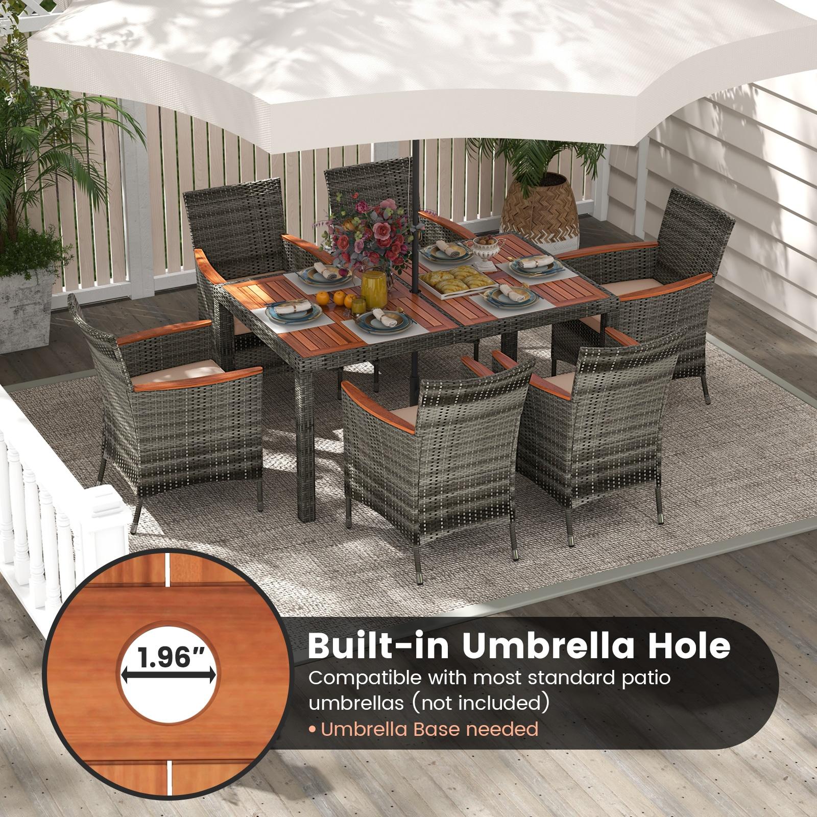Hokku Designs Artimiza 6 - Person Acacia Patio Dining Set with Rectangular Table (Set of 7)
