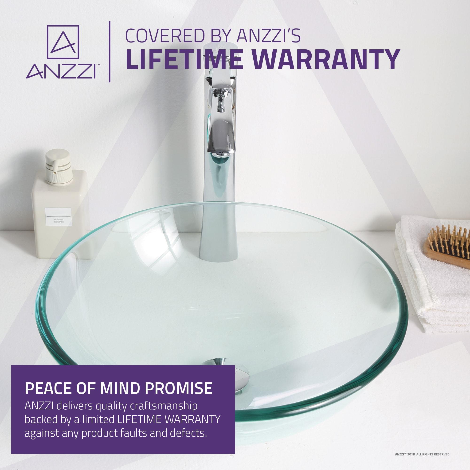 ANZZI Etude 16.5'' Lustrous Clear Tempered Glass Circular Bathroom Sink