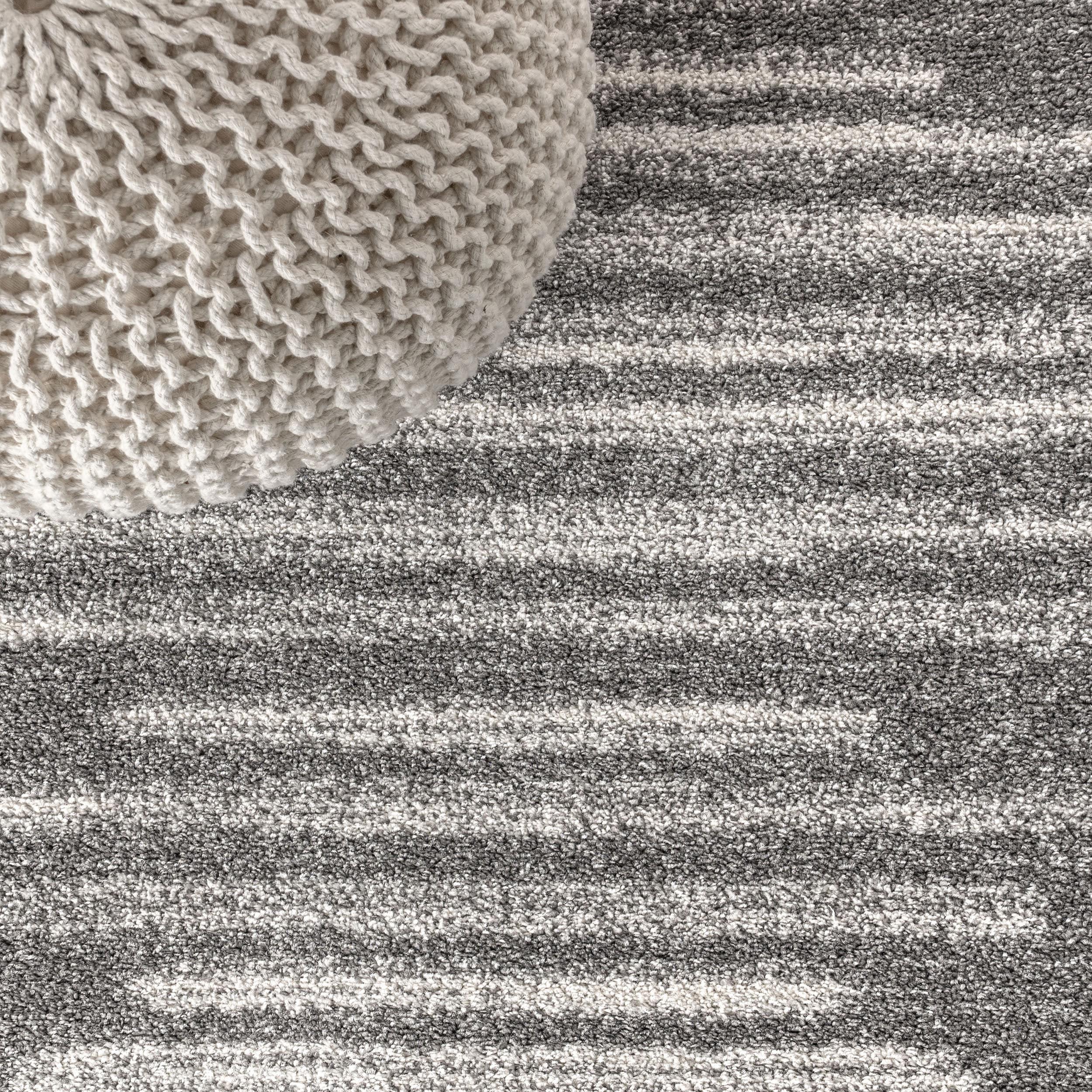 8'x10' Aya Berber Stripe Geometric Area Rug, Gray/Cream - JONATHAN Y