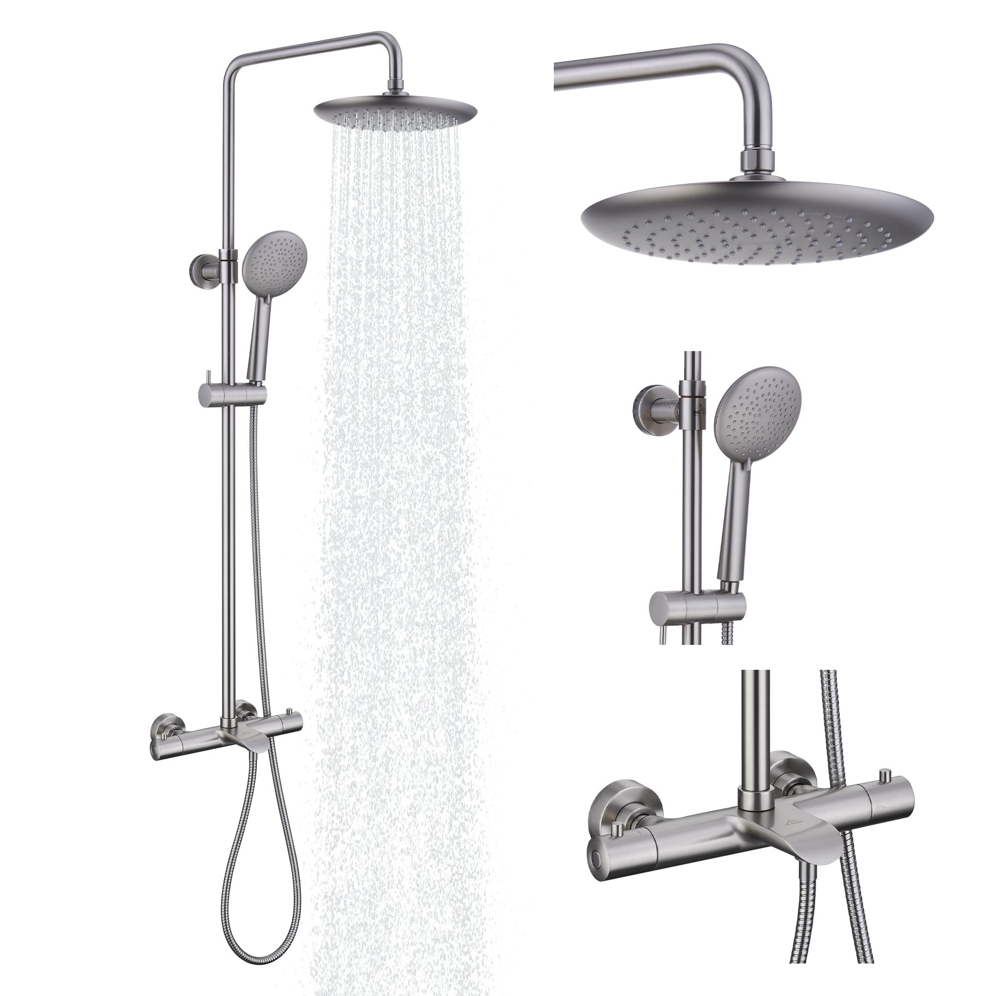 CASAINC CS6221-12BG Revitalize 3-Function 12 Inch Ceiling Mount Rainfall Thermostatic Shower System with 6 Body Jets