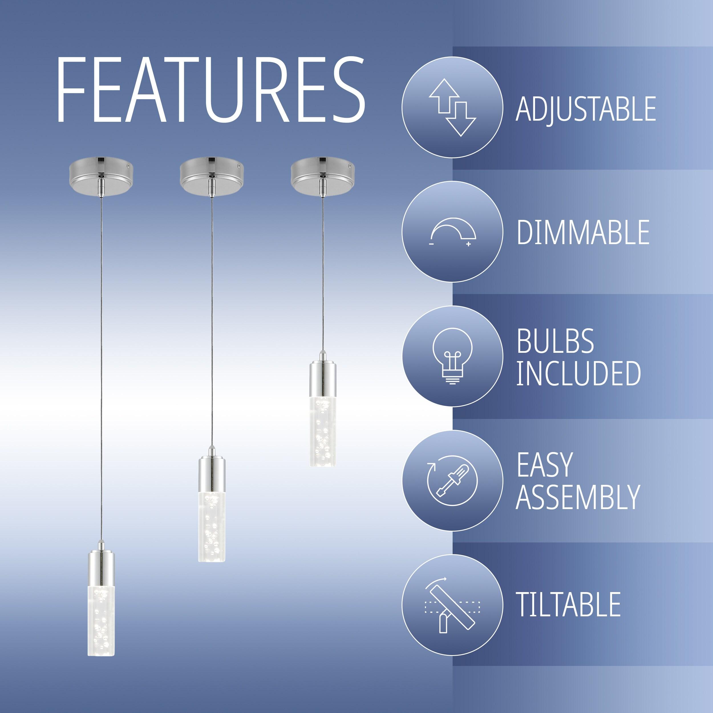 Bolha 4.75" 1-Light Bubble Acrylic/Iron Modern Minimalist Integrated LED Pendant, Chrome
