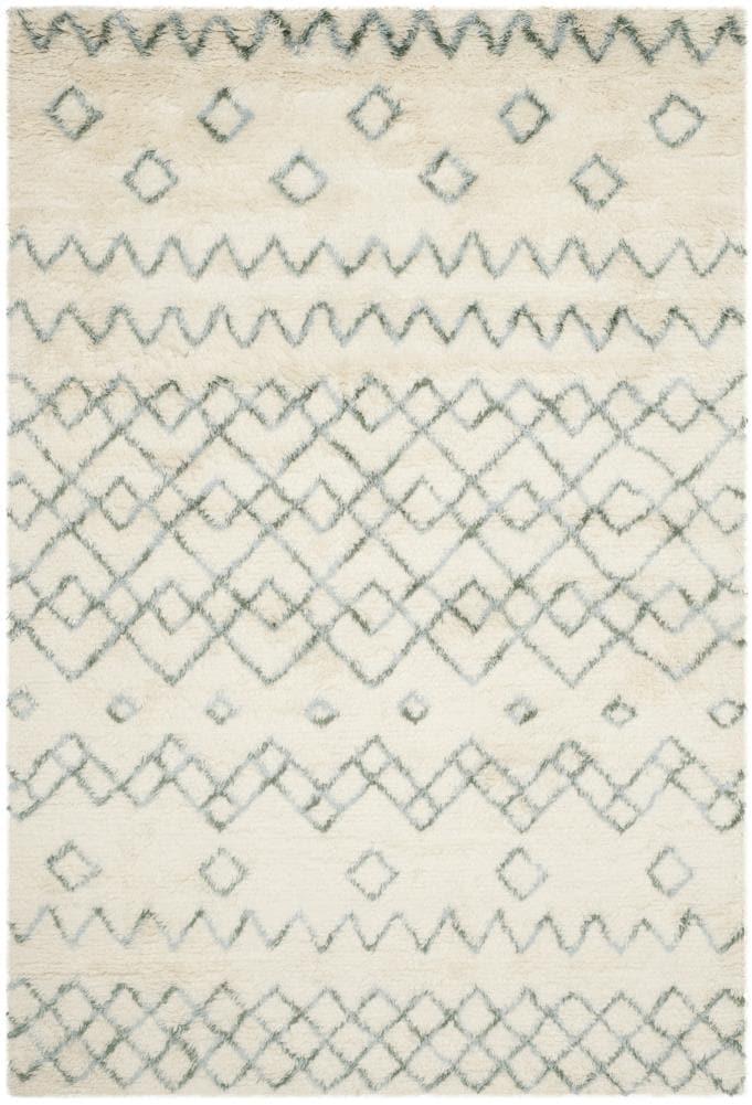 SAFAVIEH Casablanca Ognena Geometric Shag Area Rug, Ivory/Blue, 4' x 6'