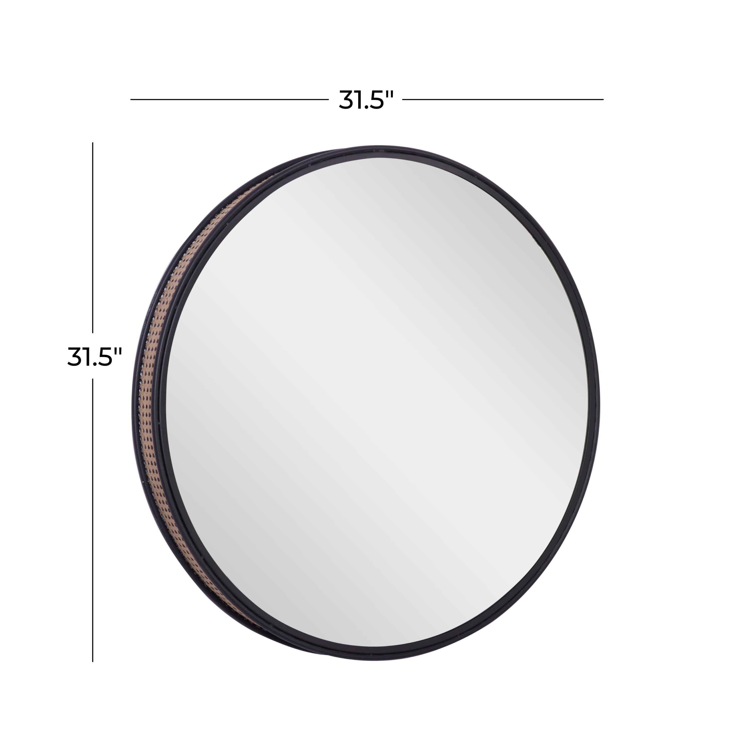 DecMode 32" x 32" Black Wall Mirror with Thin Frame