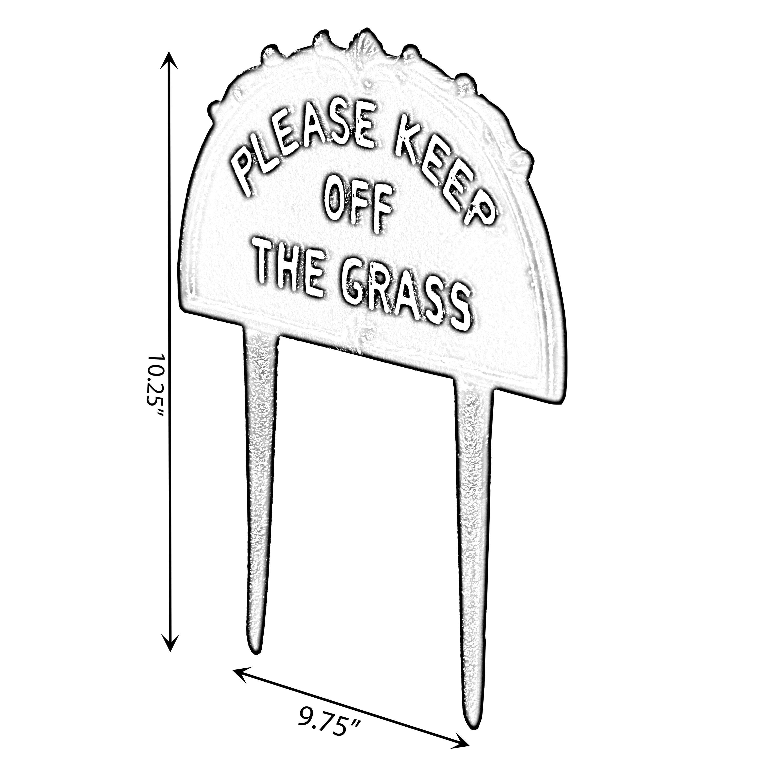 Gardenised Please Keep Off the Grass Post, Outdoor Warning Ground Cast Iron Stake