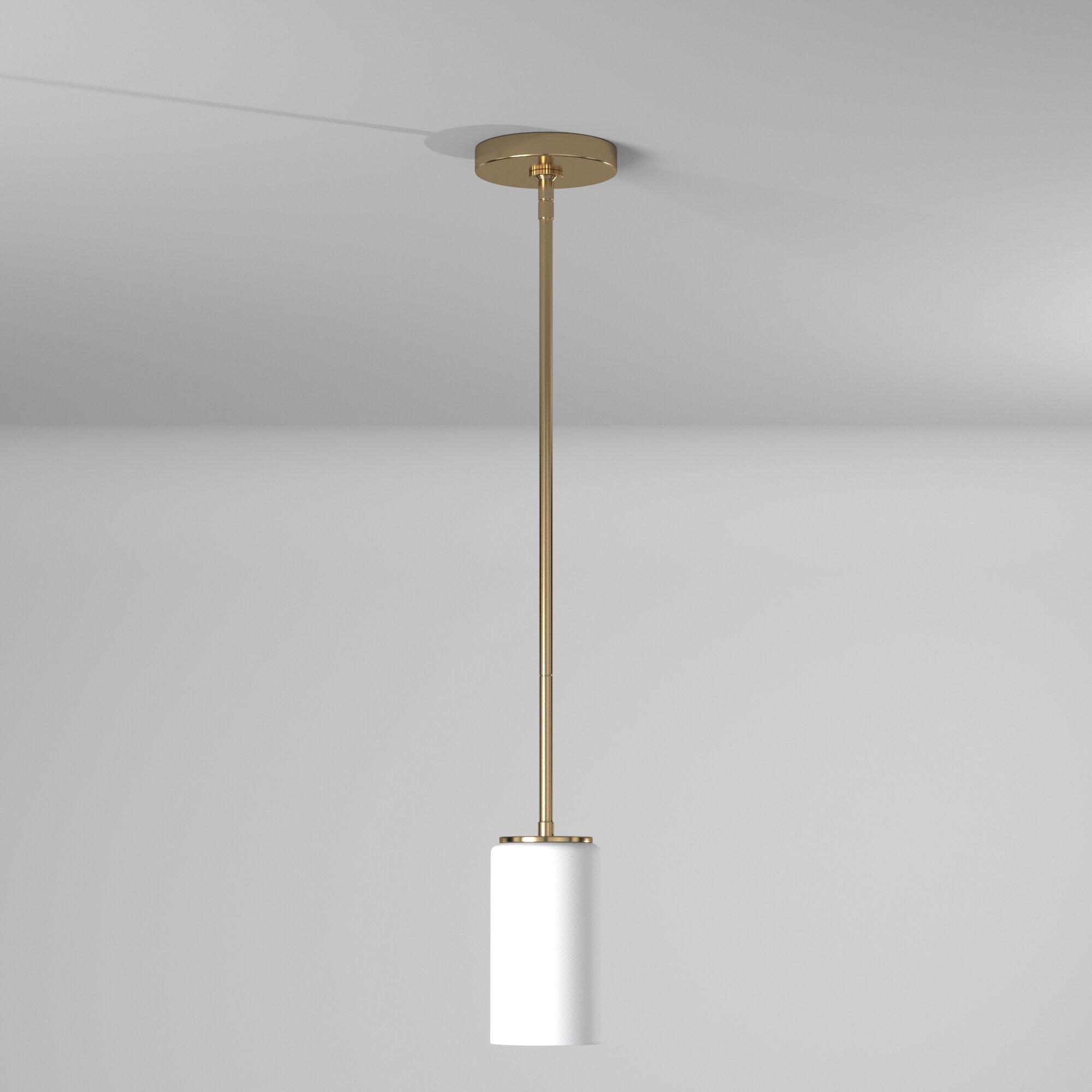 Alturas Mini-Pendant in Satin Brass with Etched Glass Shade