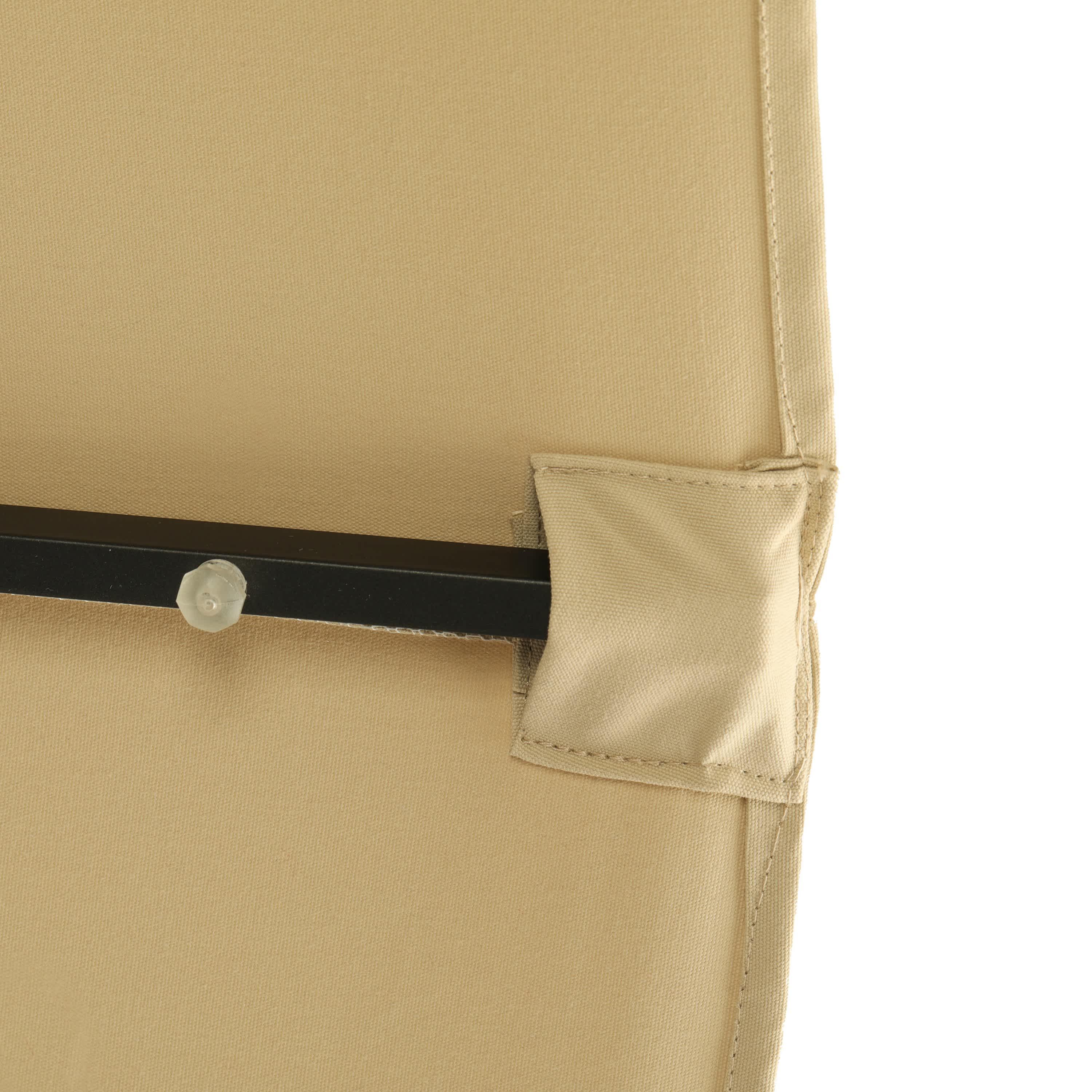 10' x 6.5' Rectangular Nassau Market Patio Umbrella with LED Bulb Lights Champagne - Island Umbrella: Solar-Powered, Weather-Resistant