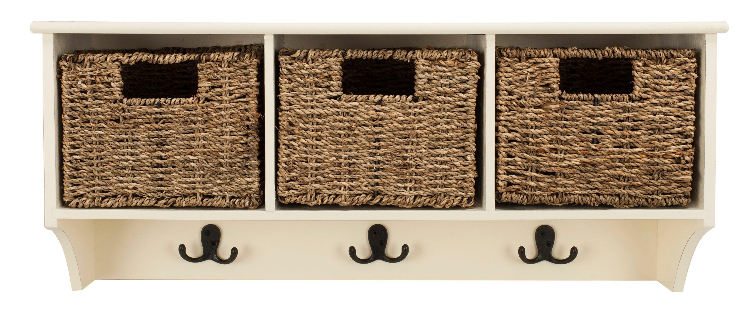 Finley Hanging 3 Basket Wall Rack - White - Safavieh