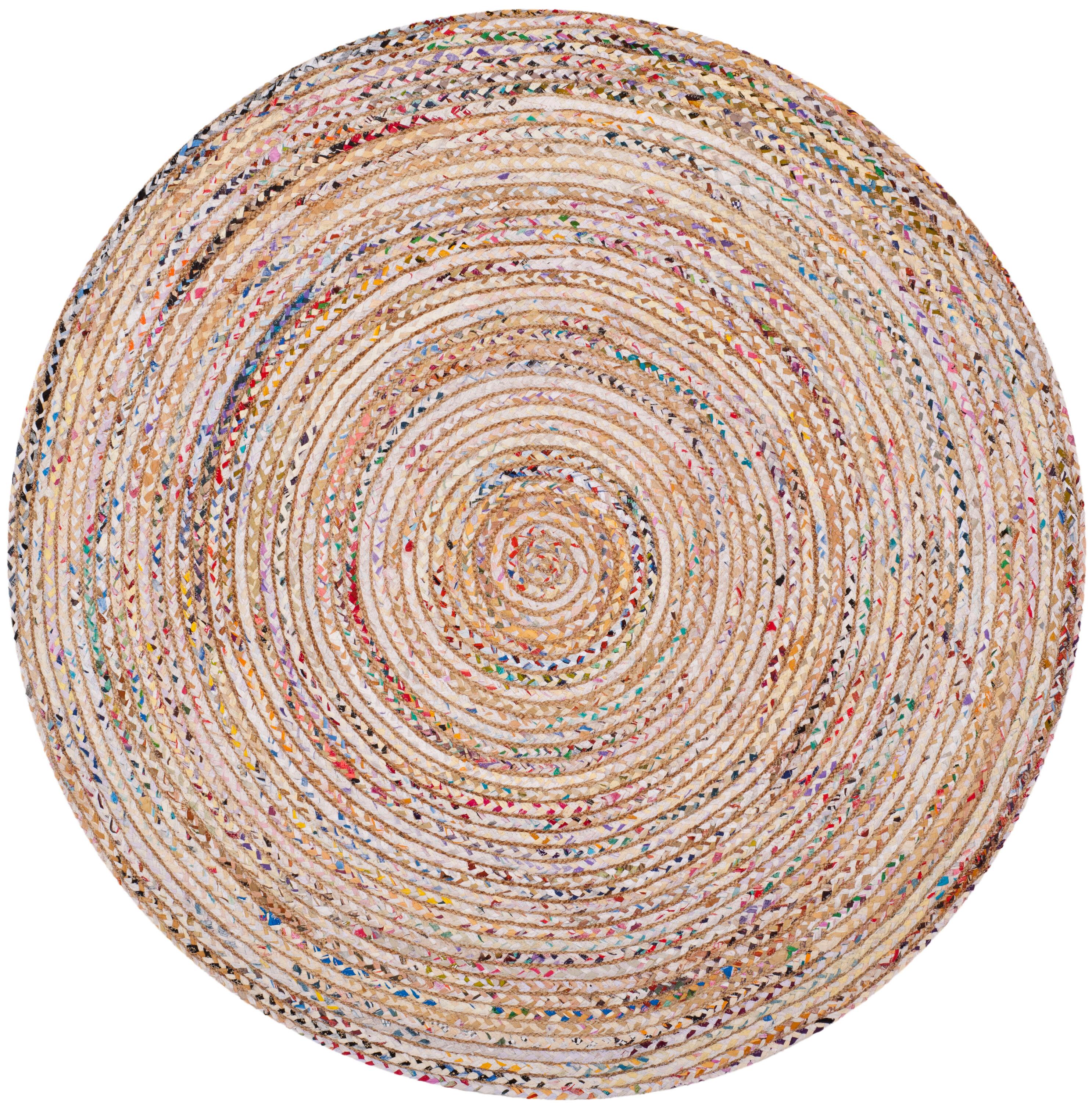 Cape Cod CAP202 Woven Indoor Area Rug - Beige/Multi - 4'x4' Round - Safavieh