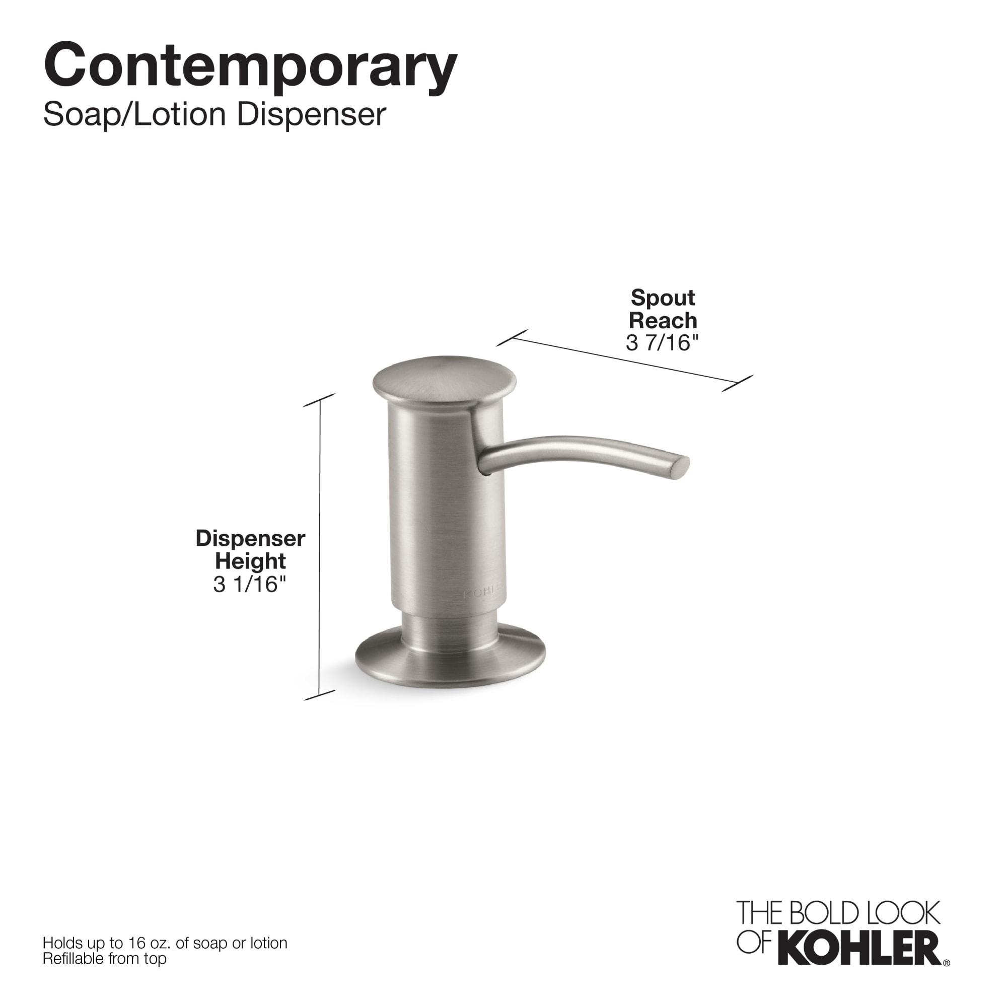 Contemporary Design Refillable Soap Dispenser, Lotion Dispenser for Bathroom or Kitchen