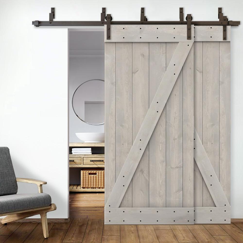 Calhome 84'' Solid Wood Paneled Painted with Installation Hardware Kit Barn Door