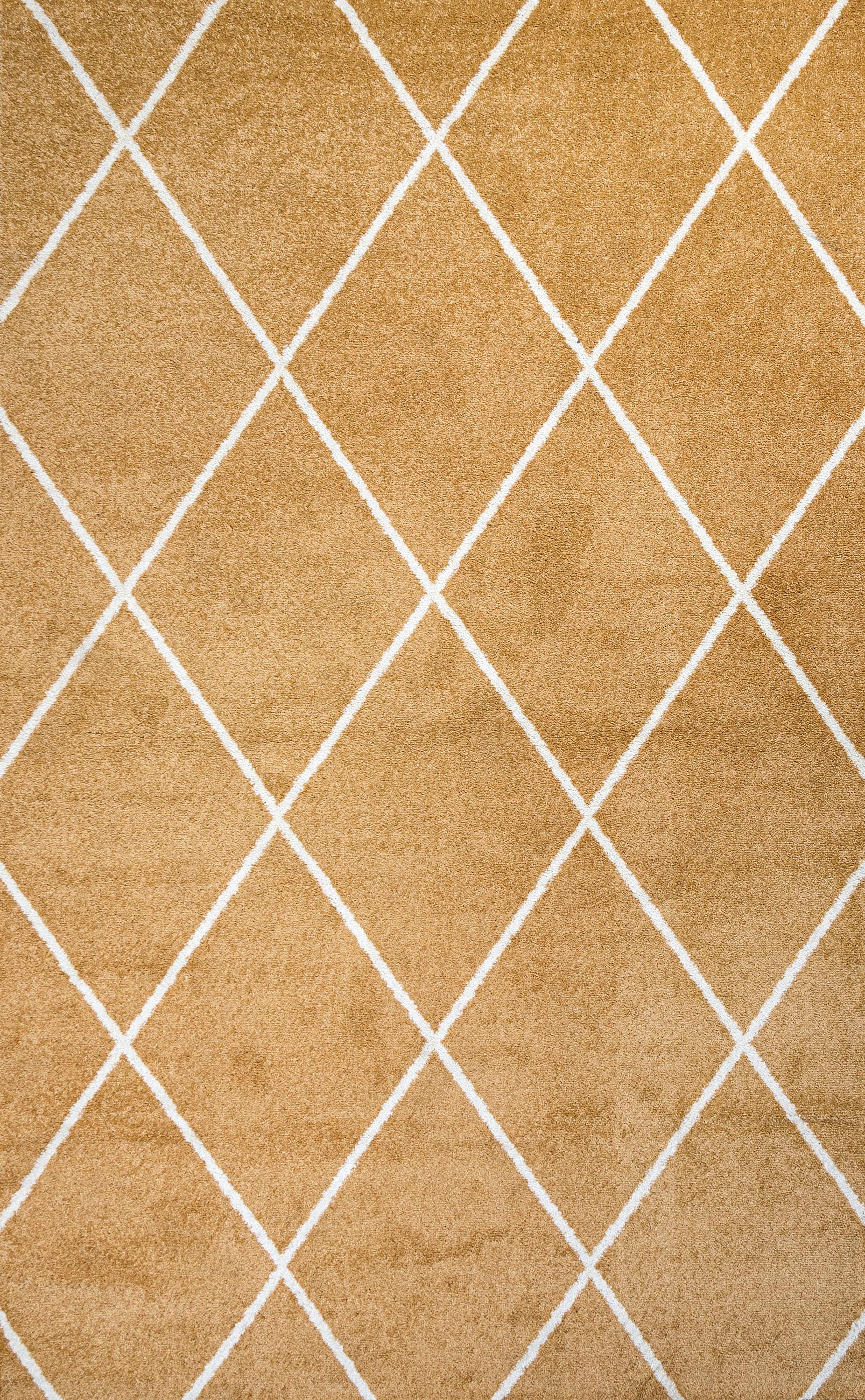 8'x10'  Cole Minimalist Diamond Trellis Area Rug, Gold/White - JONATHAN Y
