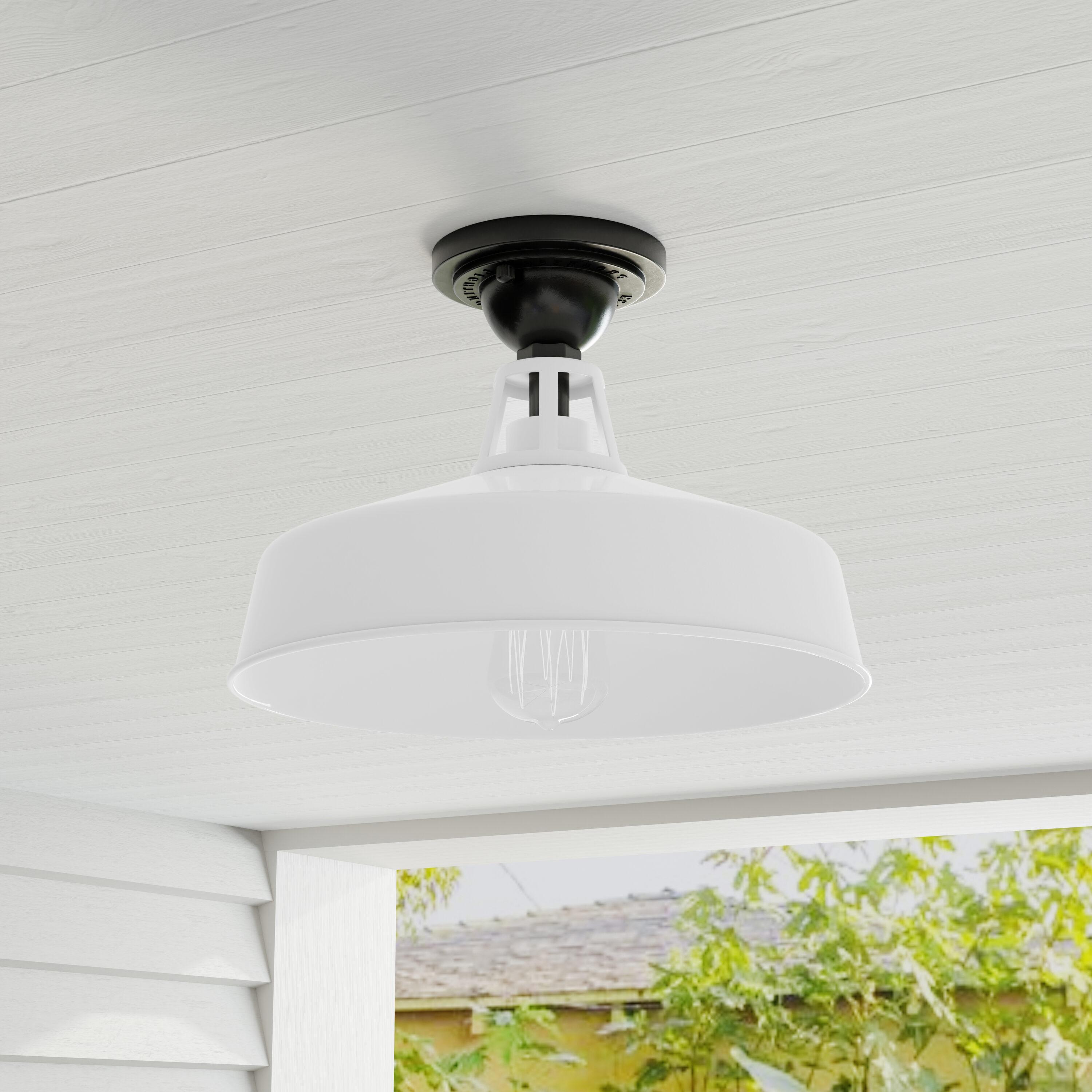 Progress Lighting Cedar Springs 1-Light Ceiling Light, White, Aluminum, Industrial-Style Shade