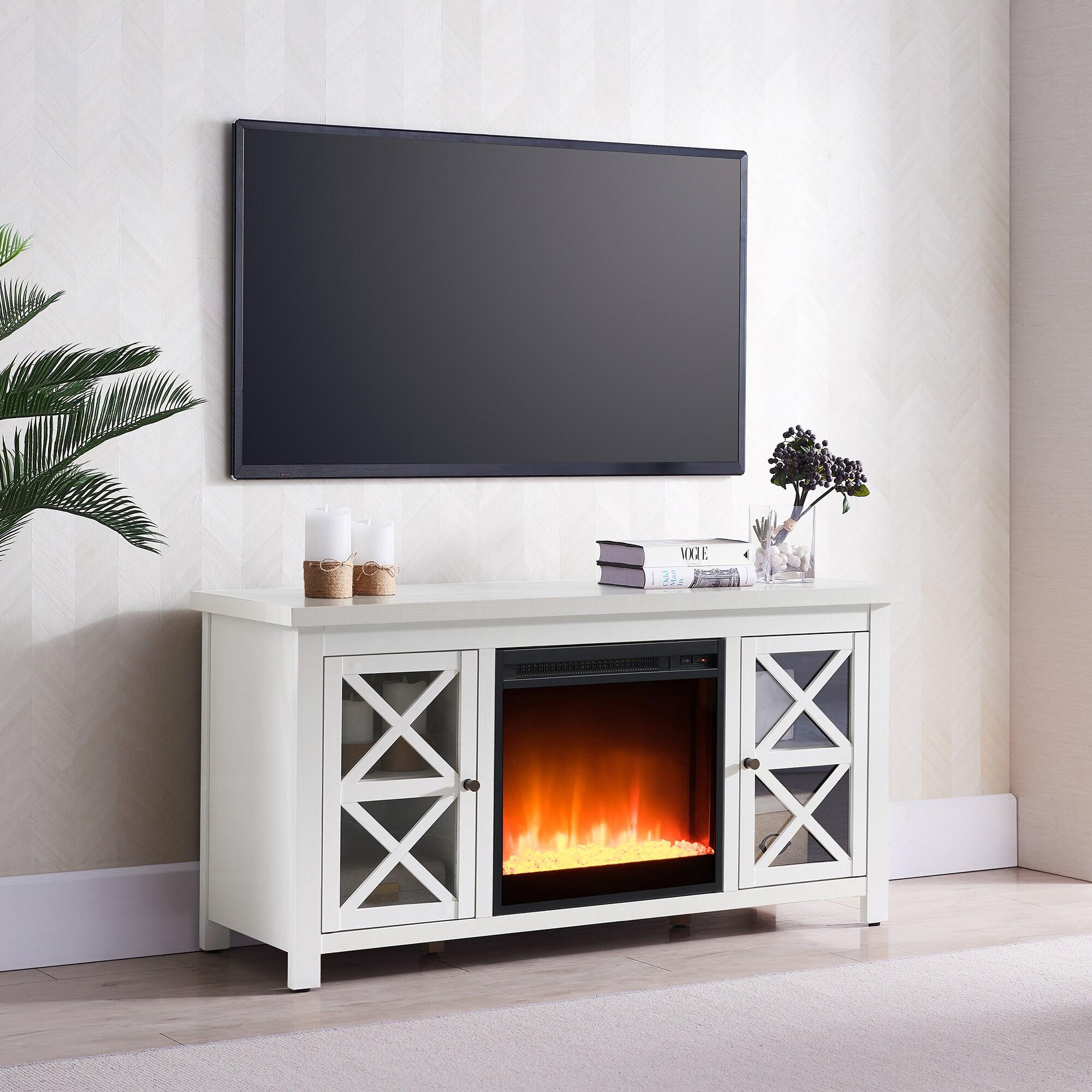 47 Inch White/Glass TV Stand - Henn&Hart