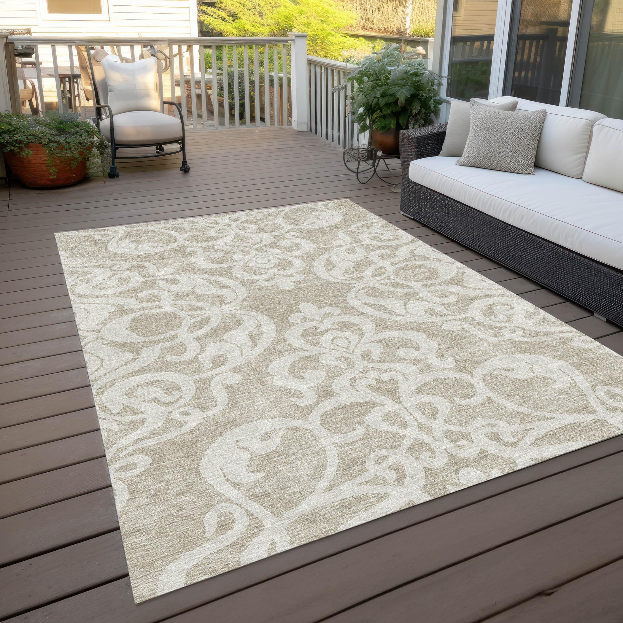 Chayden Washable Damask Indoor / Outdoor Rug