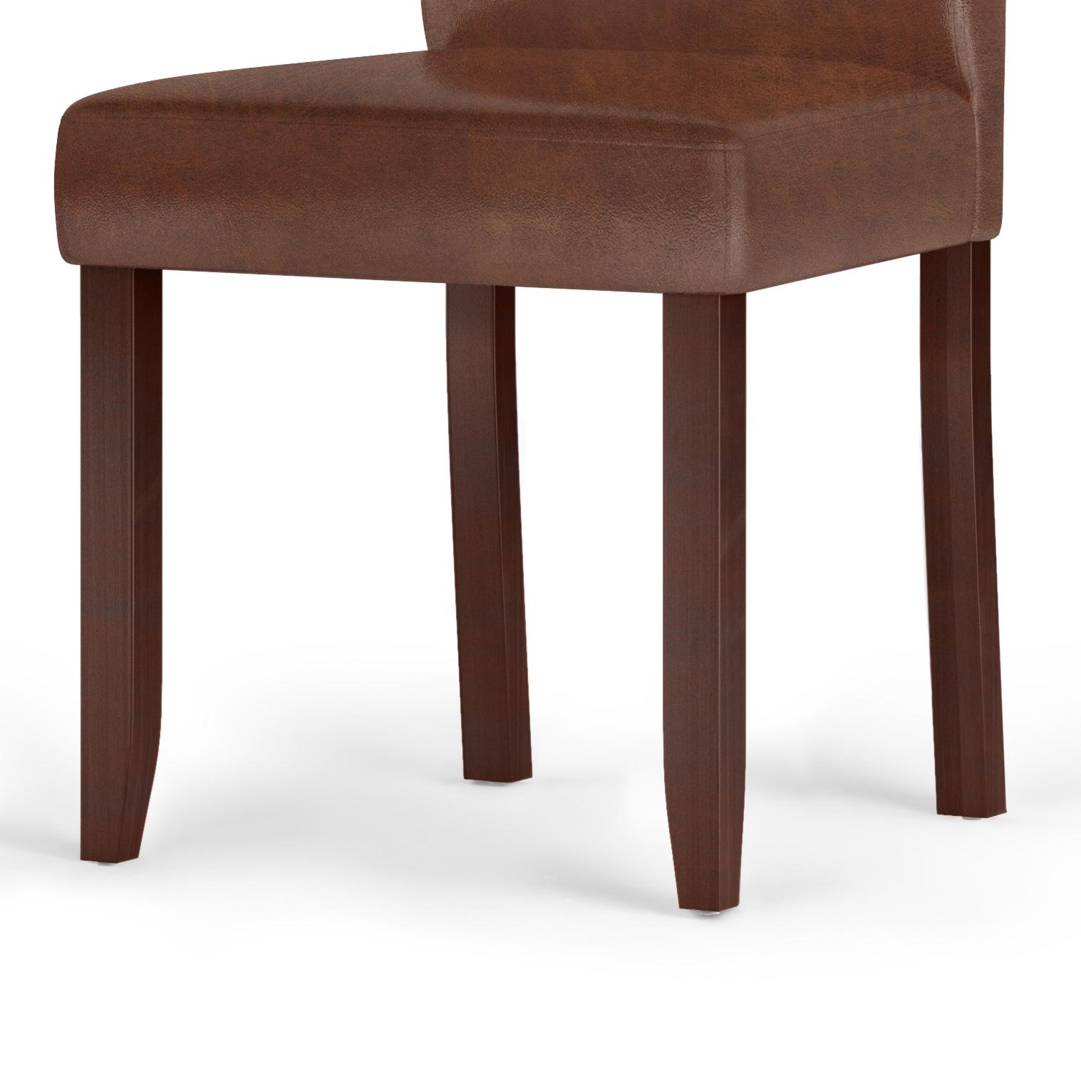 Simpli Home Upholstered Parson Dining Chair with Tufted Backrest and Solid Wood Frame