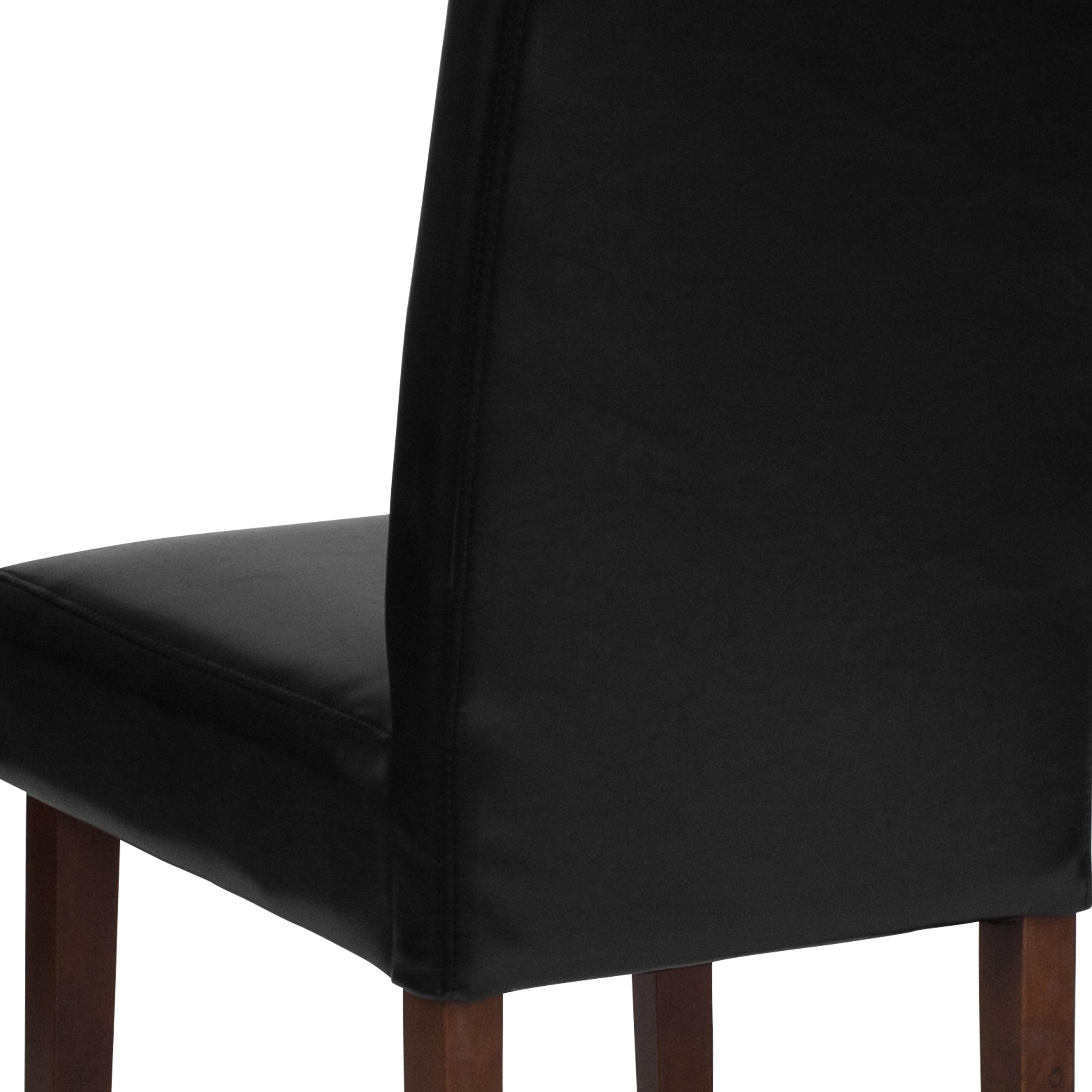 Flash Furniture Set of 2 Greenwich Series Black LeatherSoft Upholstered Panel Back Mid-Century Parsons Dining Chairs