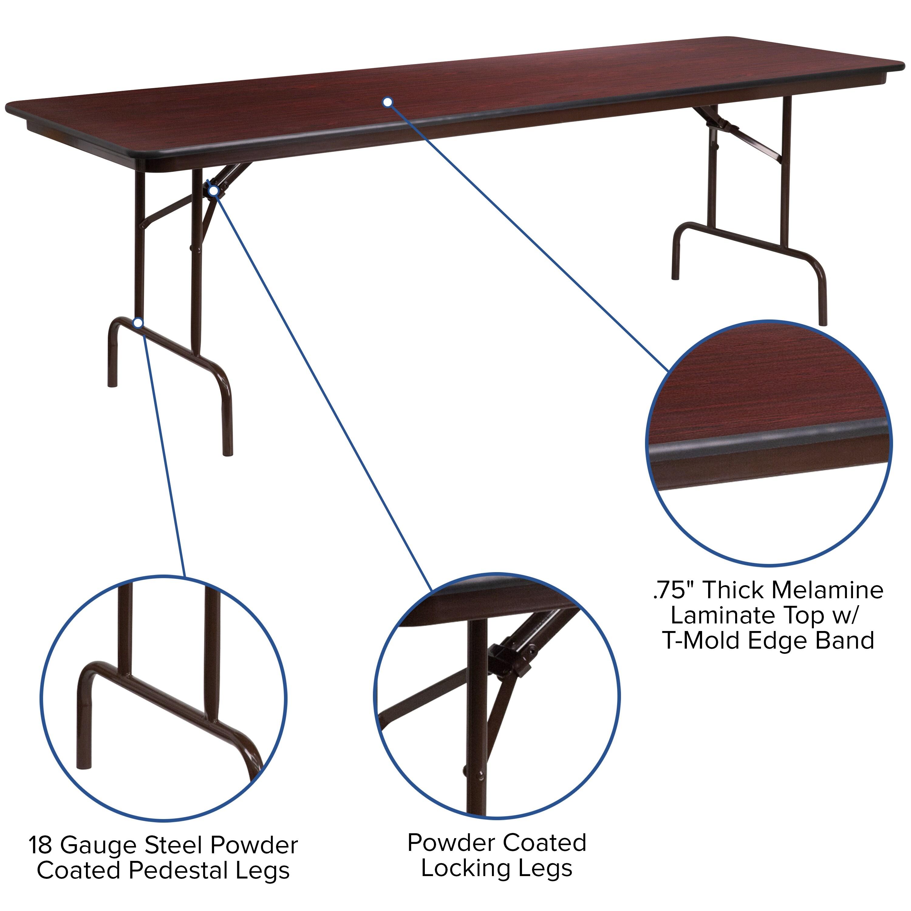 Wofford 24" x 48" Rectangular Mahogany Melamine Laminate Folding Banquet Table