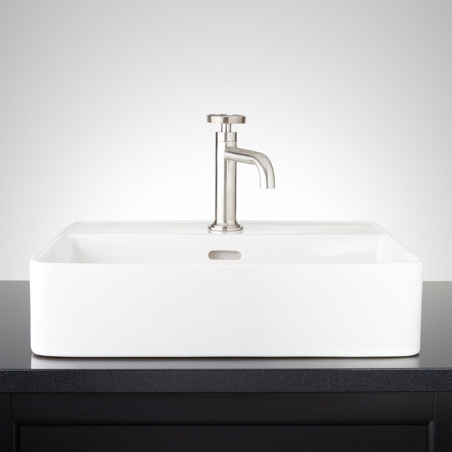 Hibiscus Rectangular Fireclay Vessel Sink Single Hole