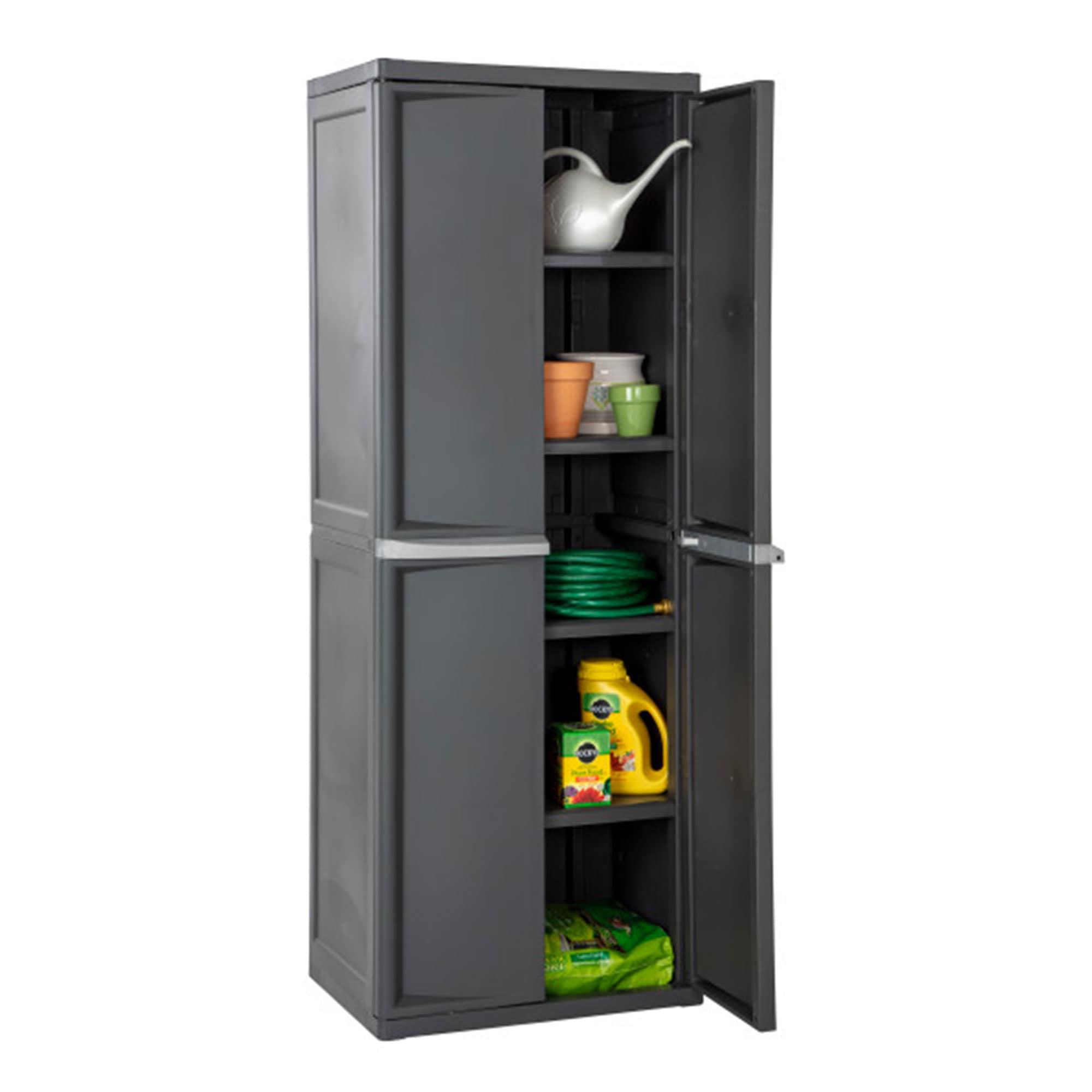 Sterilite Sterilite Adjustable 4-Shelf Gray Storage Cabinet With Doors (Set of 2)